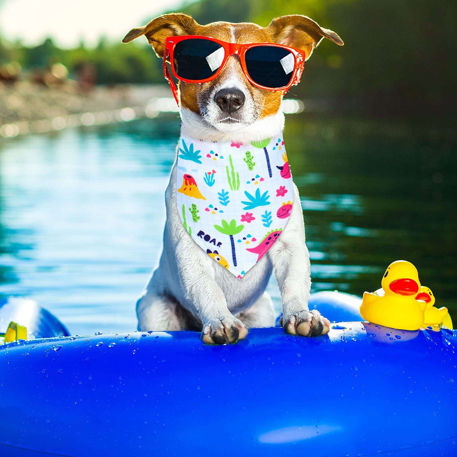8 Pieces Summer Boy Dog Bandanas Dinosaur Triangle Bid Scarf For Dogs Pet Cute Colorful Adjustable Bandana Accessories For Small