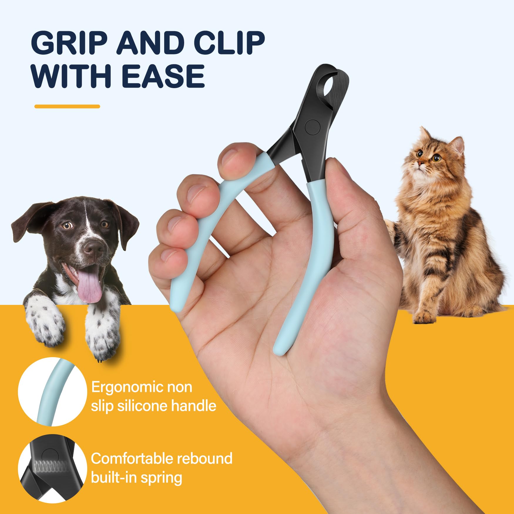 Bezox Professional Pet Nail Clippers, Premium Sharp & Safe Pets' Paw Trimmer For Large Dogs And Small Animals, Soft Grip Cat Cla