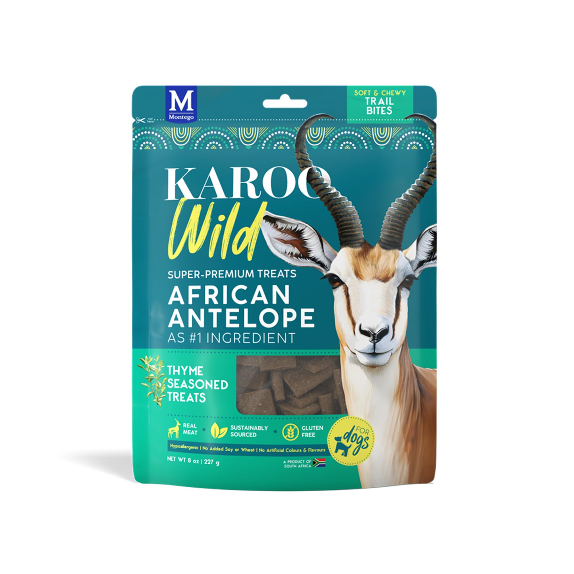 Karoo Wild Trail Bites Thyme Seasoned Treats for Dogs - 8 oz - Soft & Chewy Protein Bites Made with African Antelope - Great for
