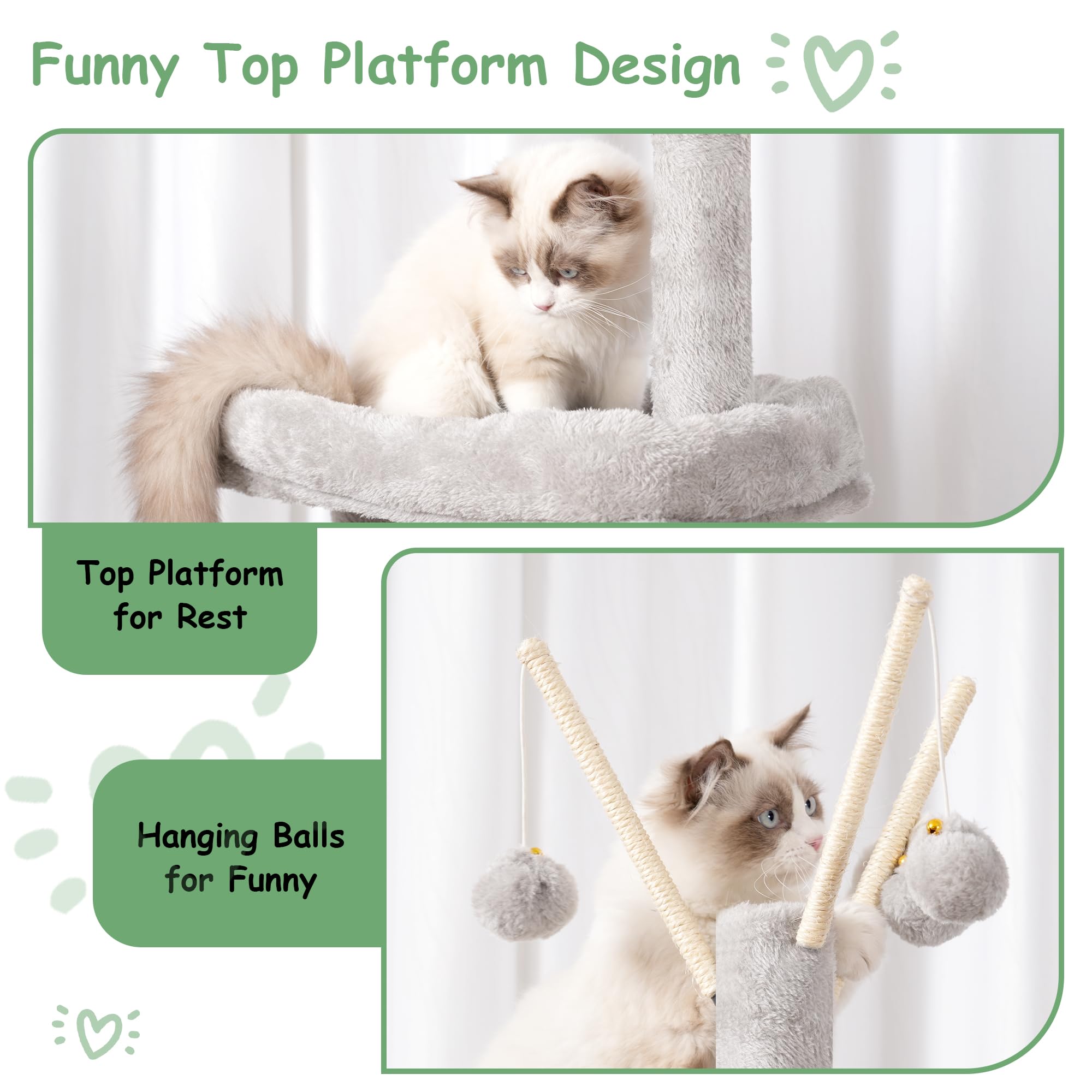 Gitelsnour Cat Tree, 63 Inch Multi-Level Cat Tower For Indoor Cats, Cat Condo With Cat Scratching Post And Board, Cat Hammock, L