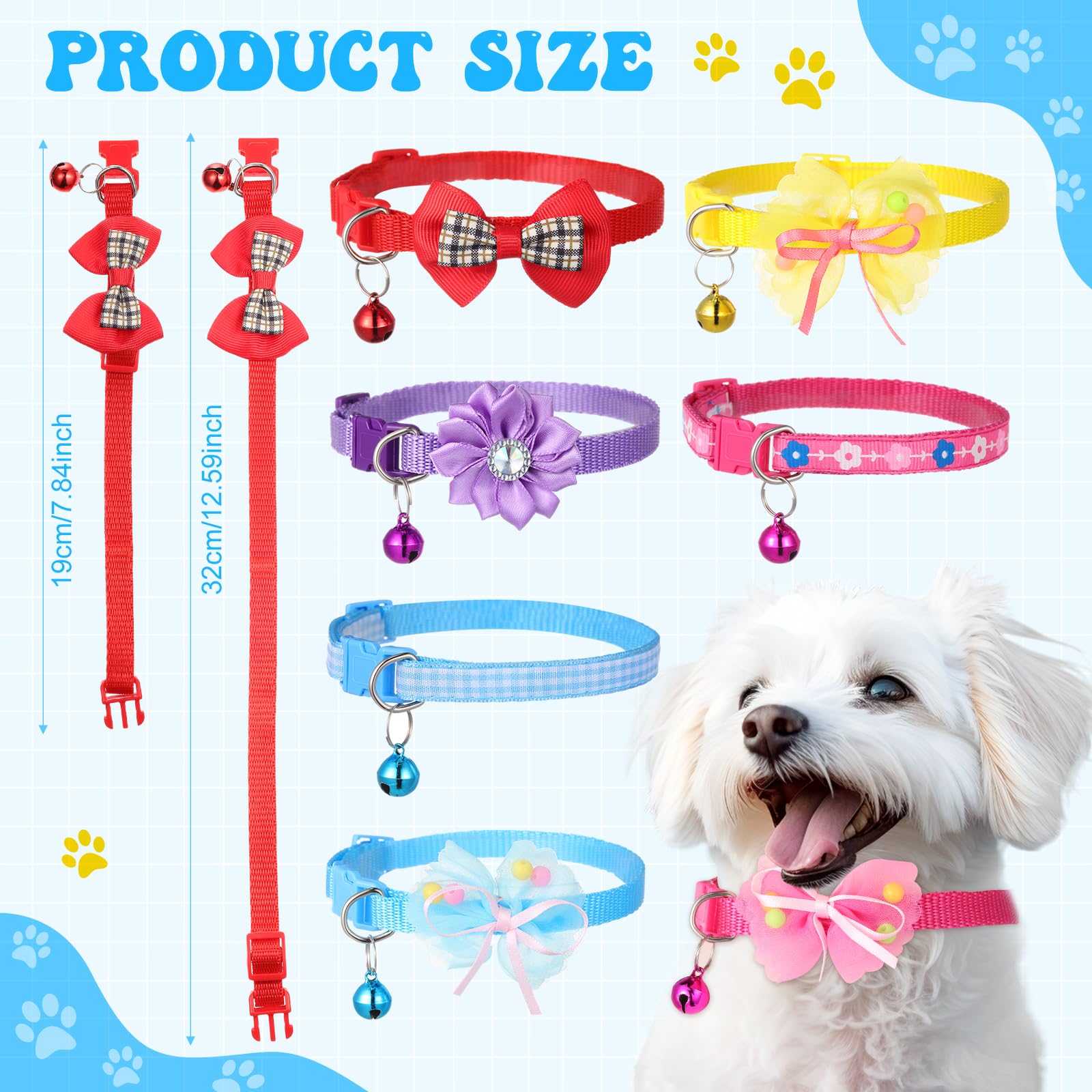 Saintrygo 22 Pack Dog Bow Tie Collar - Adjustable Bowtie, Flower Neck Tie For Medium Small Dog Cat Puppy(Delicate)