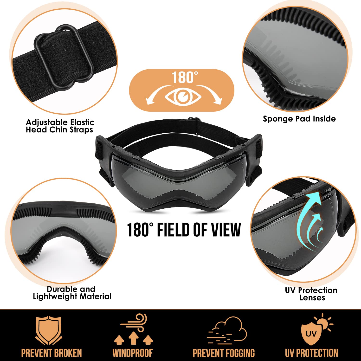 SlowTon Dog Helmet and Goggles - UV Protection Doggy Sunglasses Dog Glasses Pet Motorcycle Helmet Hat with Ear Holes Adjustable