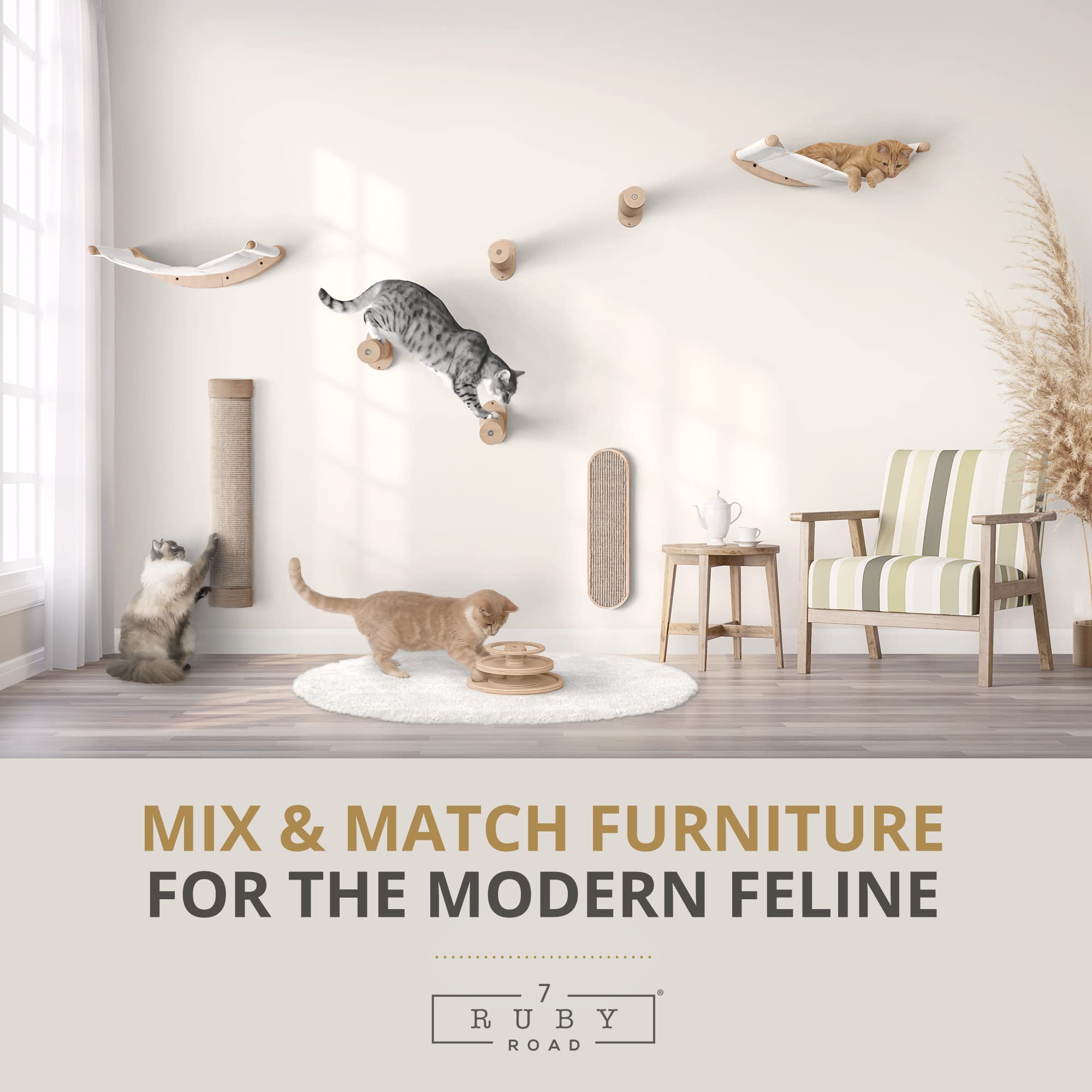 7 Ruby Road Wall Mounted Cat Scratcher - Indoor Cat Scratching Board Cat Vertical Cat Scratcher For Wall - Cat Scratch Pad Scratching Post For Indoor Cat Wall Mounted - Cat Wall Furniture Scratch