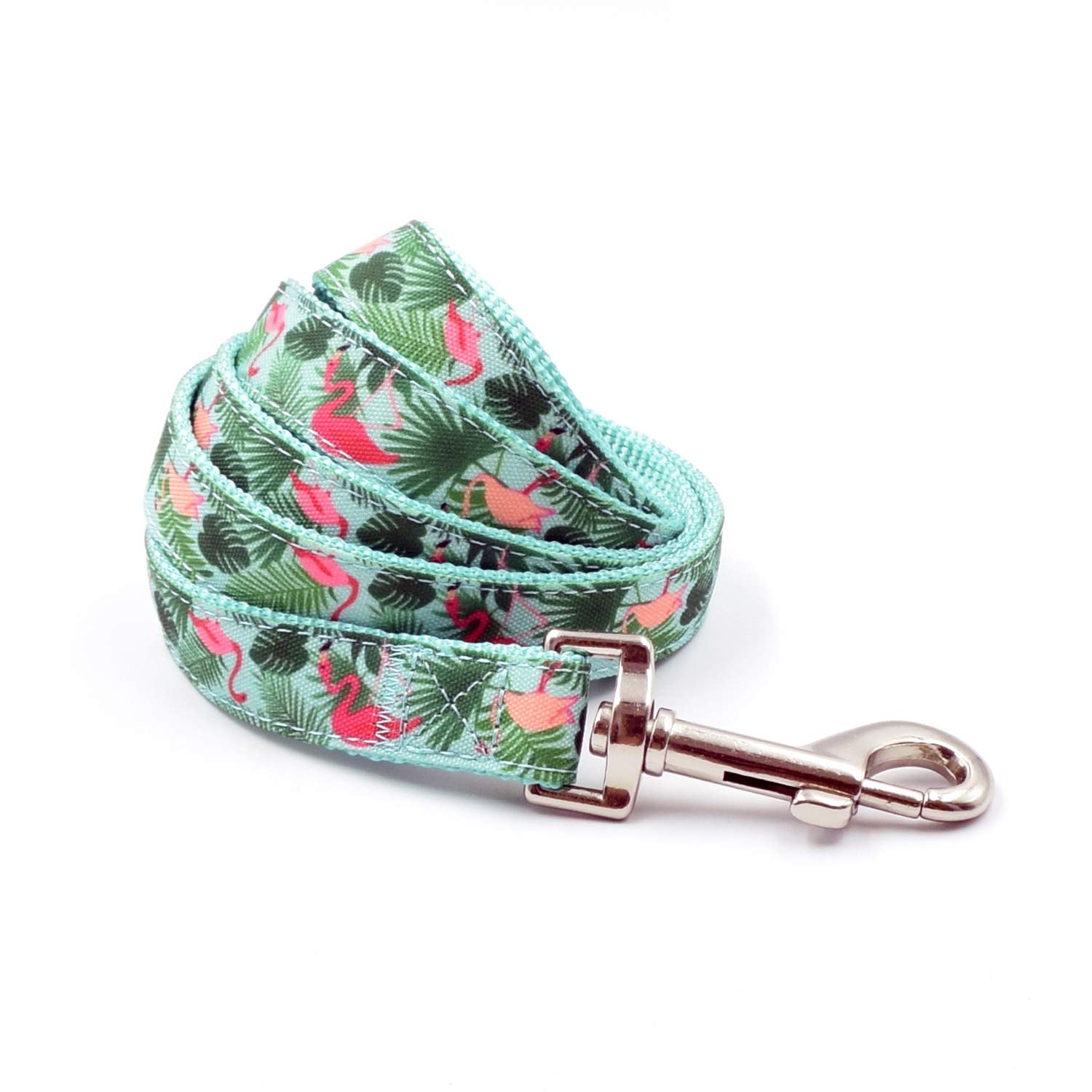 Petiry Dog Leash Leopard Pattern, 4 Feet Length, Durable Nylon With Ribbon For Medium And Large Dogs.(Medium,Flamingo Leash)