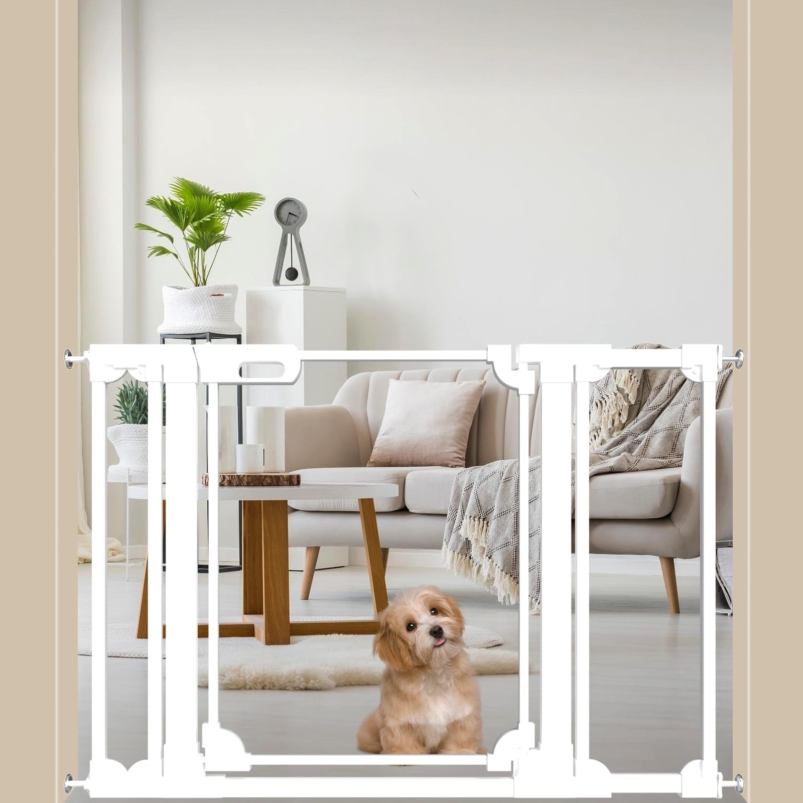 WAOWAO Clear Baby Gate for Stairs Modern Design Acrylic Auto Close Pet Gate, 29.52-47.24 Wide Safety Baby Gate for Doorways,Whit