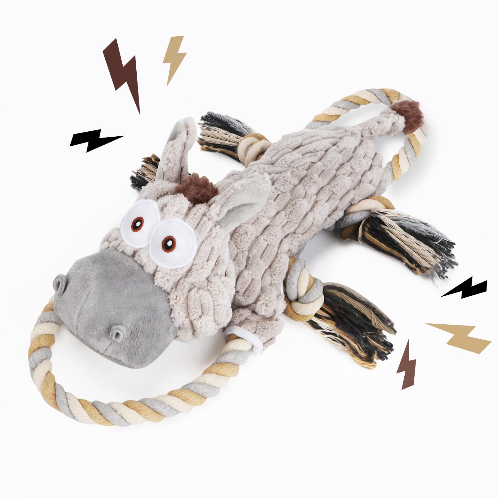 Large Squeaky Dog Toys For Aggressive Chewers,Interactive Tug Of War Puppy Toys With Pull Rope,Tough Plush Pet Dog Chew Toys For