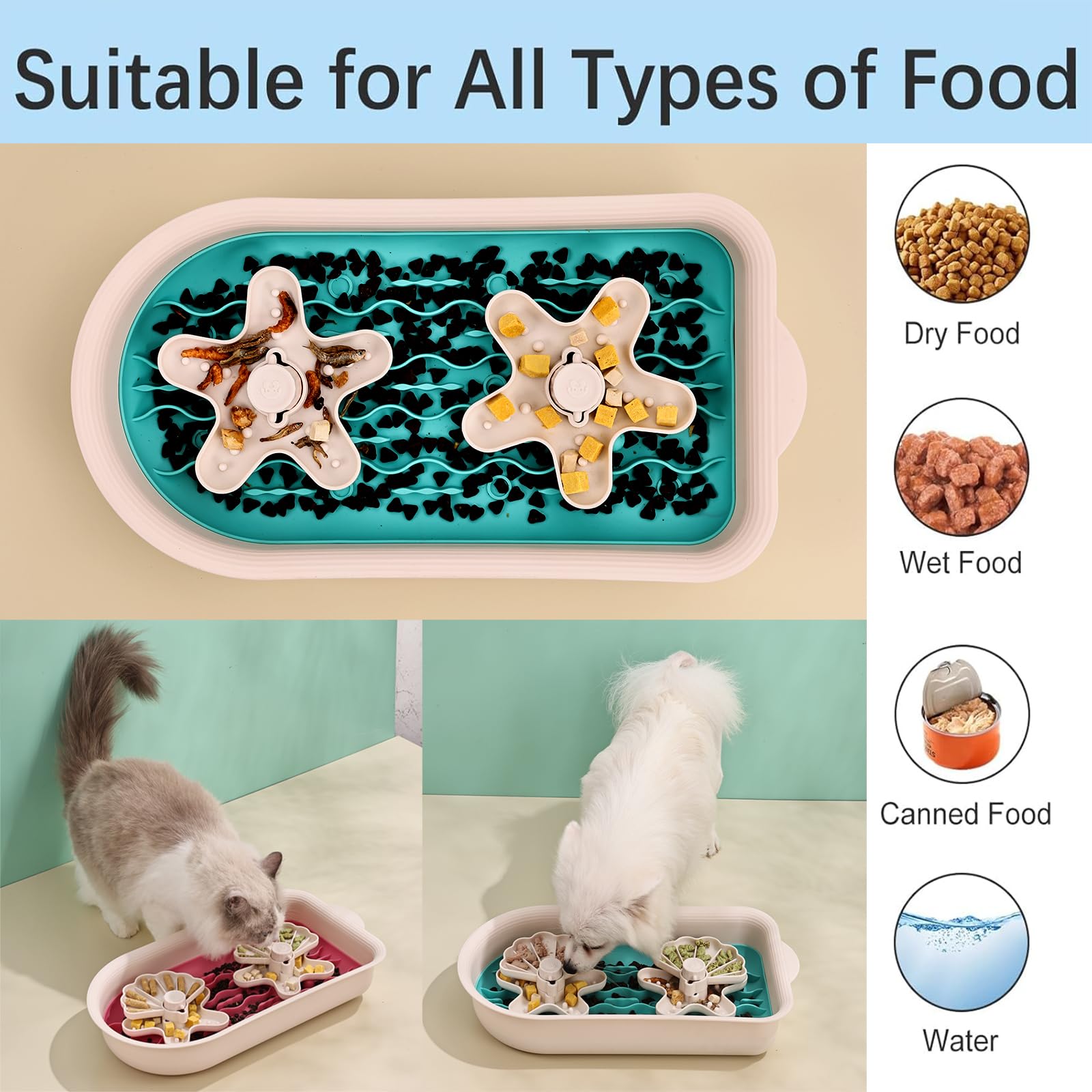 RuiXiangTeng Puzzle Feeder Slow Feeder Dog Bowl for Large Dogs with Non-Slip Base - Adjustable Speed Design, Removable Puzzle In
