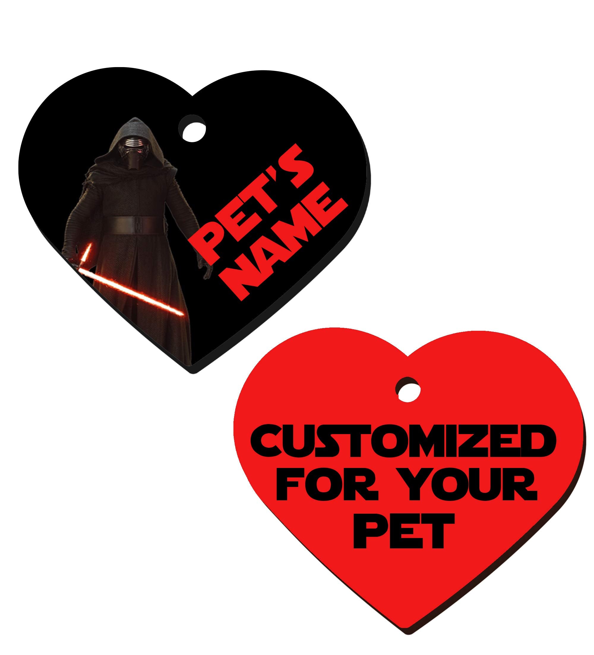 Udesignusa Double Sided Personalized Pet Id Tags For Dogs & Cats (Kylo Ren, Heart Shaped)