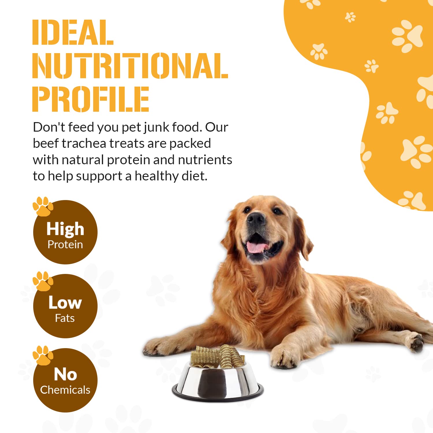 Dog Chits Beef Trachea Chews for Dogs - All-Natural,1 Pound, Healthy Treats for Joint Support, Digestible Rawhide-Free Supplemen