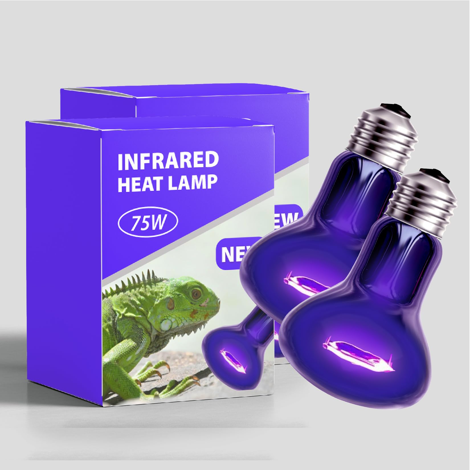 2 Pack Reptile Heat Lamp Bulbs 75W, Day And Night Basking Spot Heating Lamp Bulb Uva Natural Sunlight Moonlight Infrared Heat La