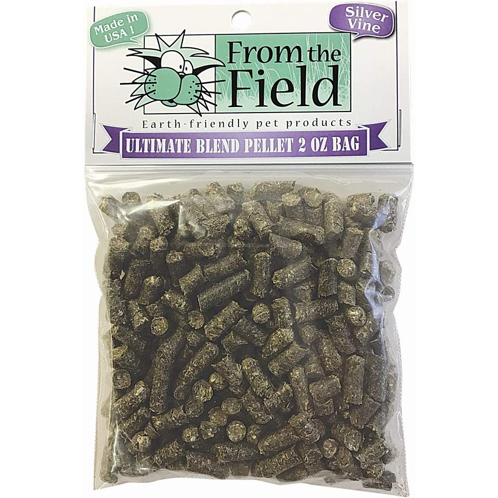 from The Field | No Mess Catnip Pellets | 2 Oz Bag | Compressed, Potent USA-Grown Catnip & Silver Vine | Resealable Bag | Safe f