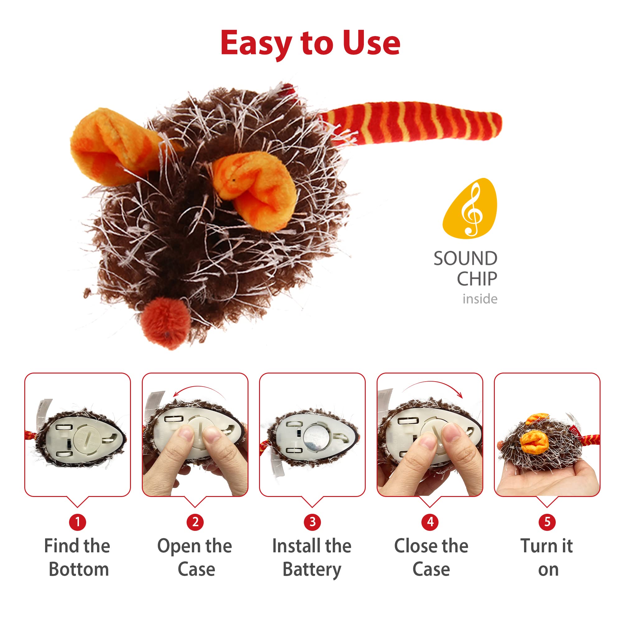 Gigwi Interactive Cat Toys For Indoor Cats, Cat Mouse Toys With Electronic Realistic Squeaky Sound, Automatic Moving Kitten Toys