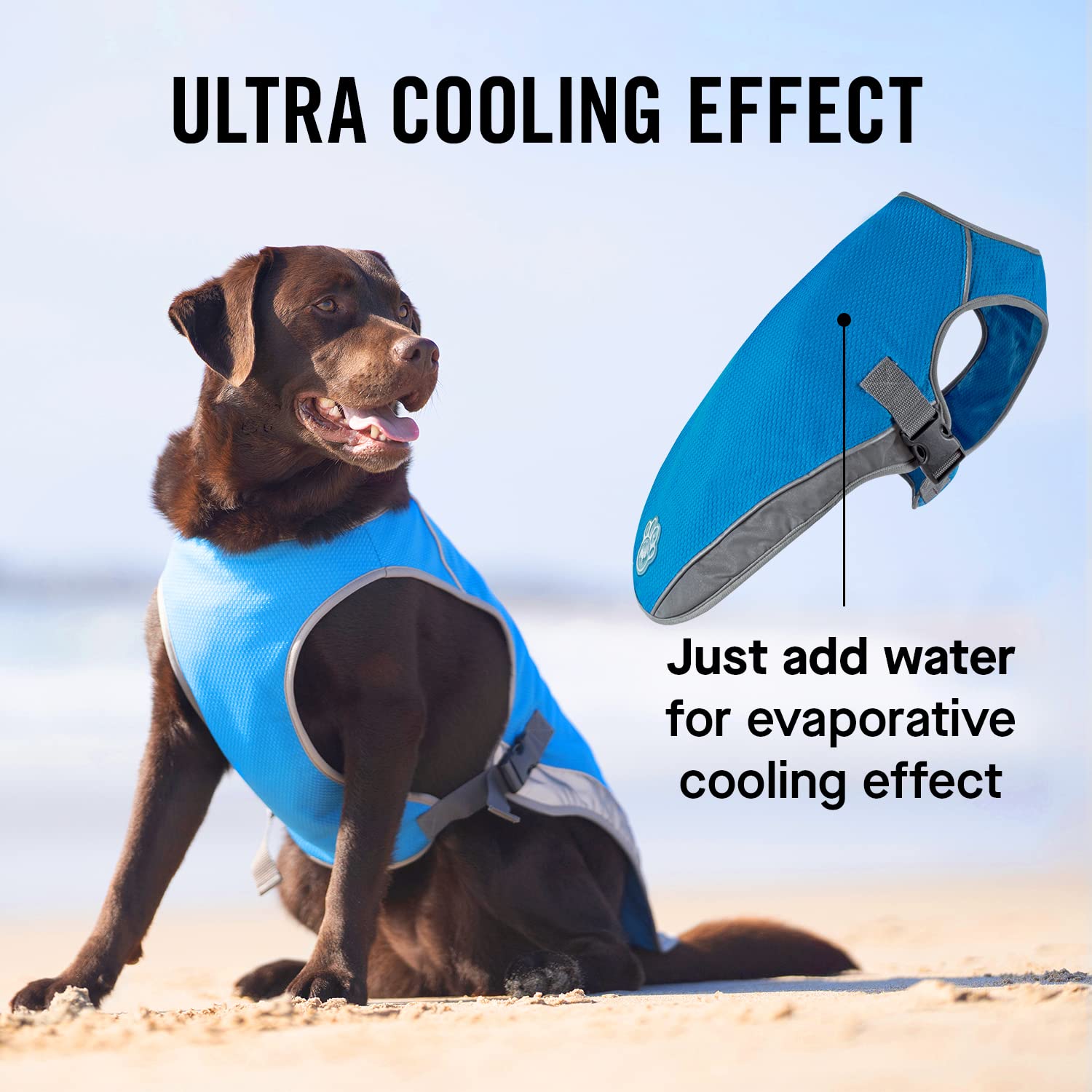 Canada Pooch Dog Cooling Vest - Evaporative Cooling Vest For Dogs With Breathable Mesh Material & Reflective Lining, Adjustable Dog Cooling Vest Great For Dogs 22 (21-23' Back Length), Aqua