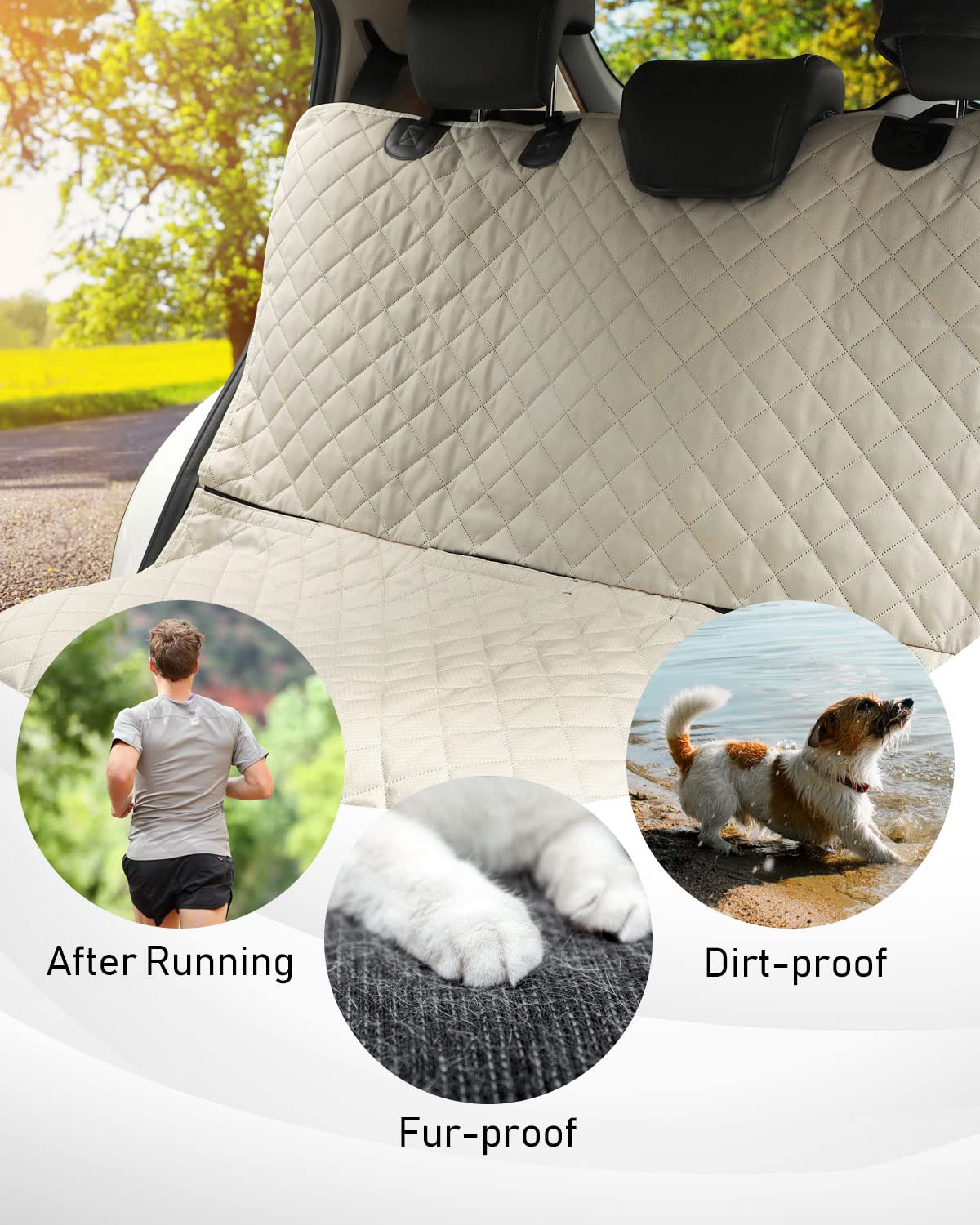 Peticon Waterproof Scratchproof Pet Bench Seat Covers For Cars, Trucks, Suvs, Nonslip Durable Back Seat Cover For Dogs, Washable