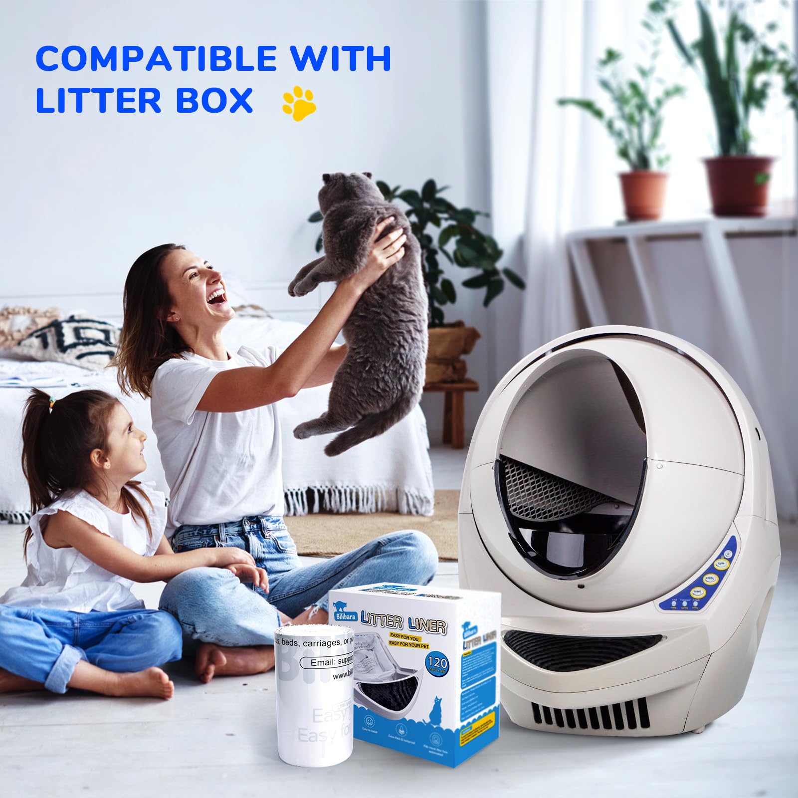 Bilibara Litter Box Liner Bag Compatible with Cat litter Box 3 and 4, 120 Pack - Extra Thick Waste Bags for Self-Cleaning Pet Ki