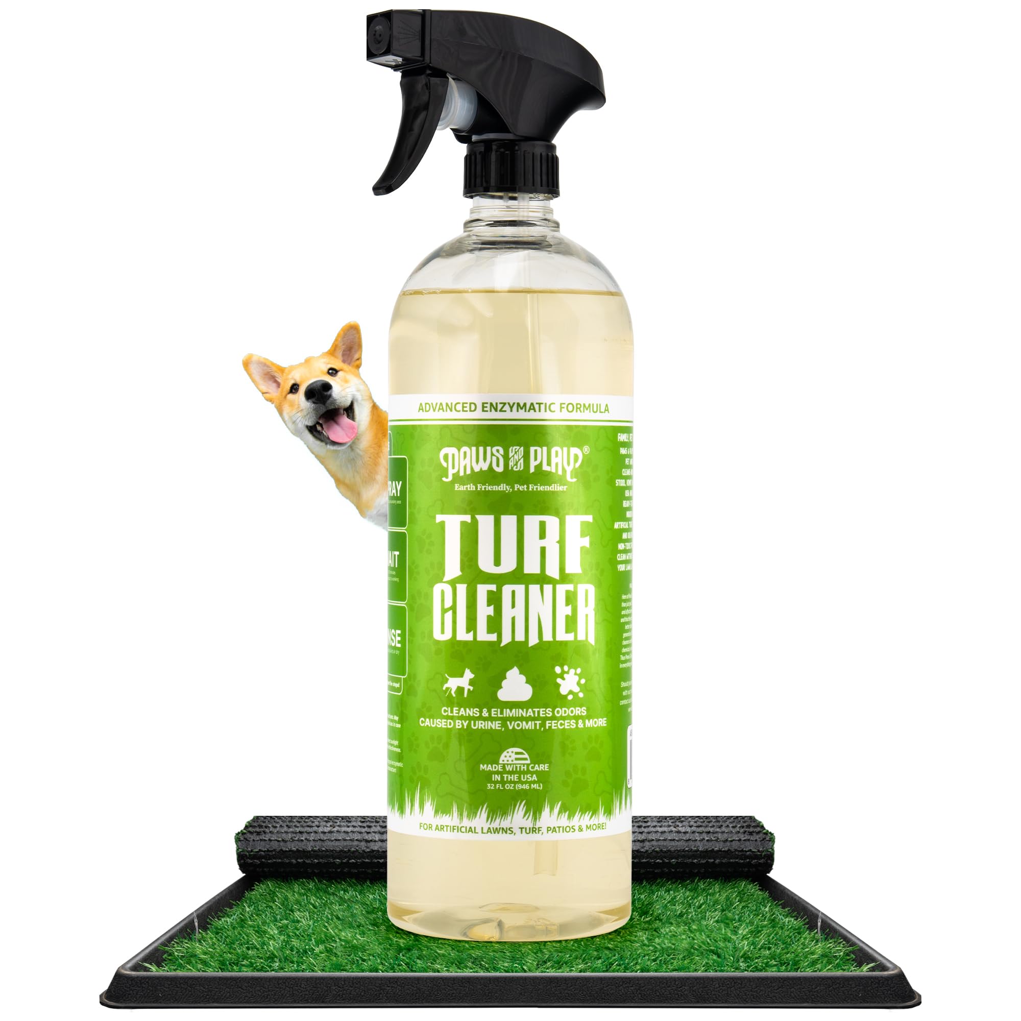 Paws and Play Turf Cleaner for Pet Urine Outdoor and Indoor | Artificial Grass Dog Urine Cleaner That Cleans and Deodorizes Pet 