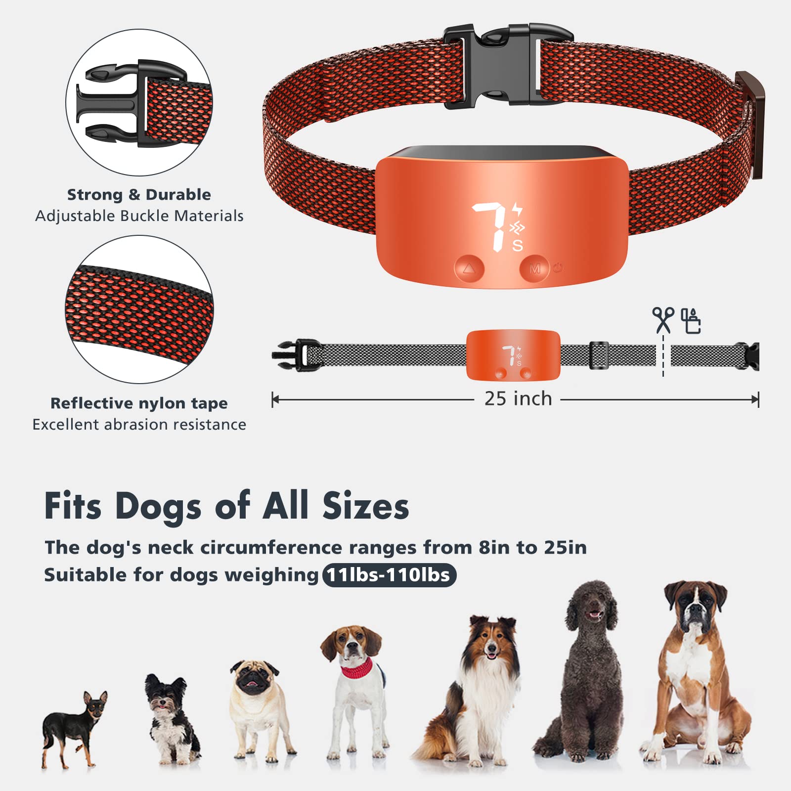 Nbju Bark Collar For Dogs,Rechargeable Anti Barking Training Collar With 7 Adjustable Sensitivity And Intensity Beep Vibration For Small Medium Large Dogs