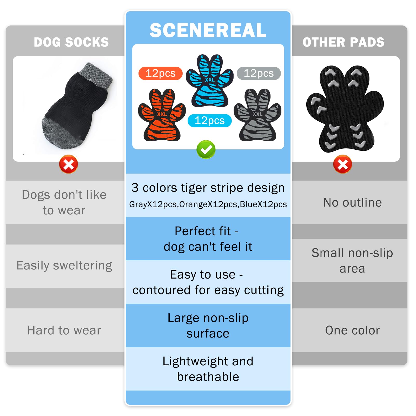 Scenereal Xxl Dog Paw Protector Anti-Slip Grips, Paw Pads For Dogs Traction Non Slip On Hardwood Floors, Hot Pavement Paw Sticke