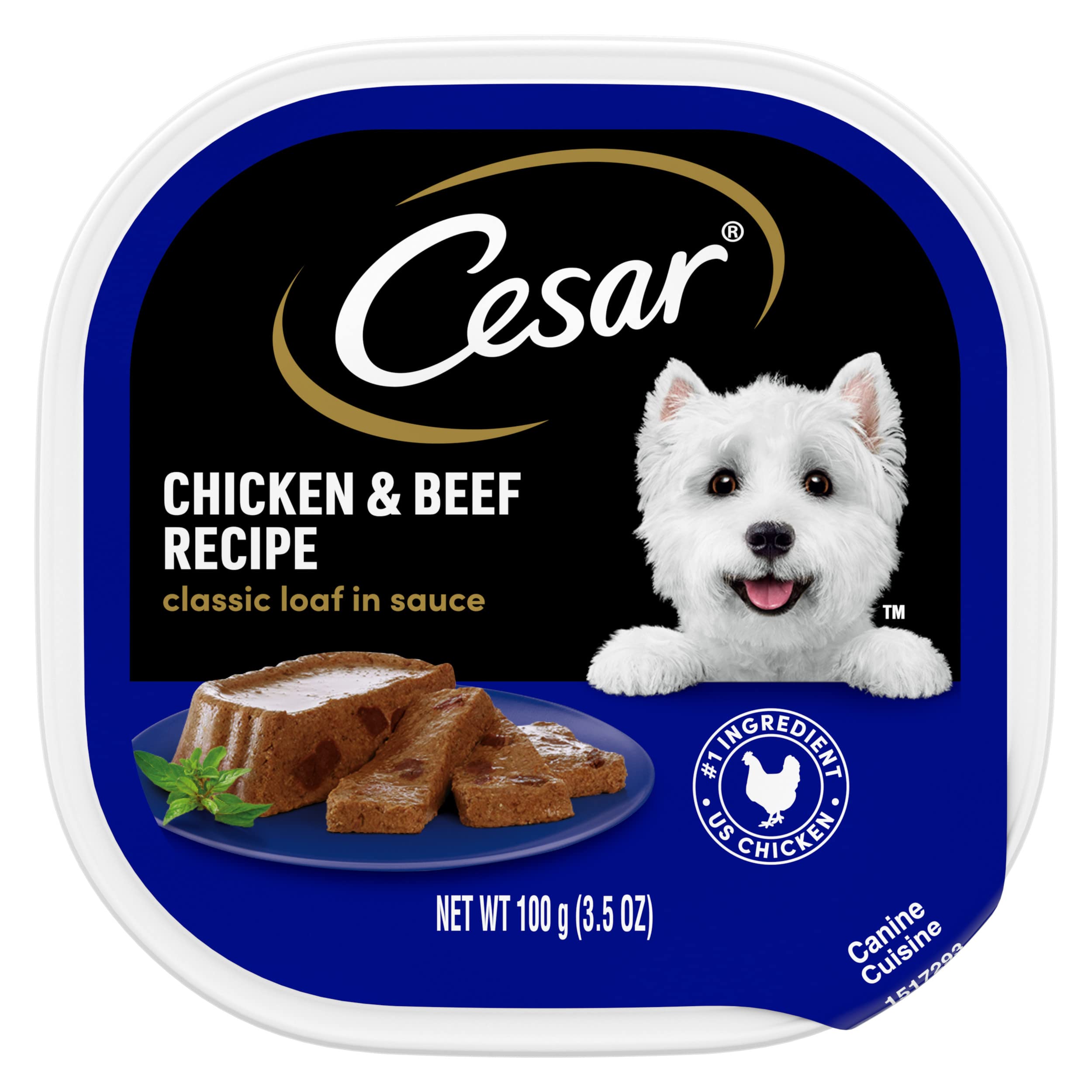 Cesar Wet Dog Food Classic Loaf in Sauce Chicken & Beef Recipe, 3.5 oz. Easy Peel Trays (24 Count, Pack of 1)
