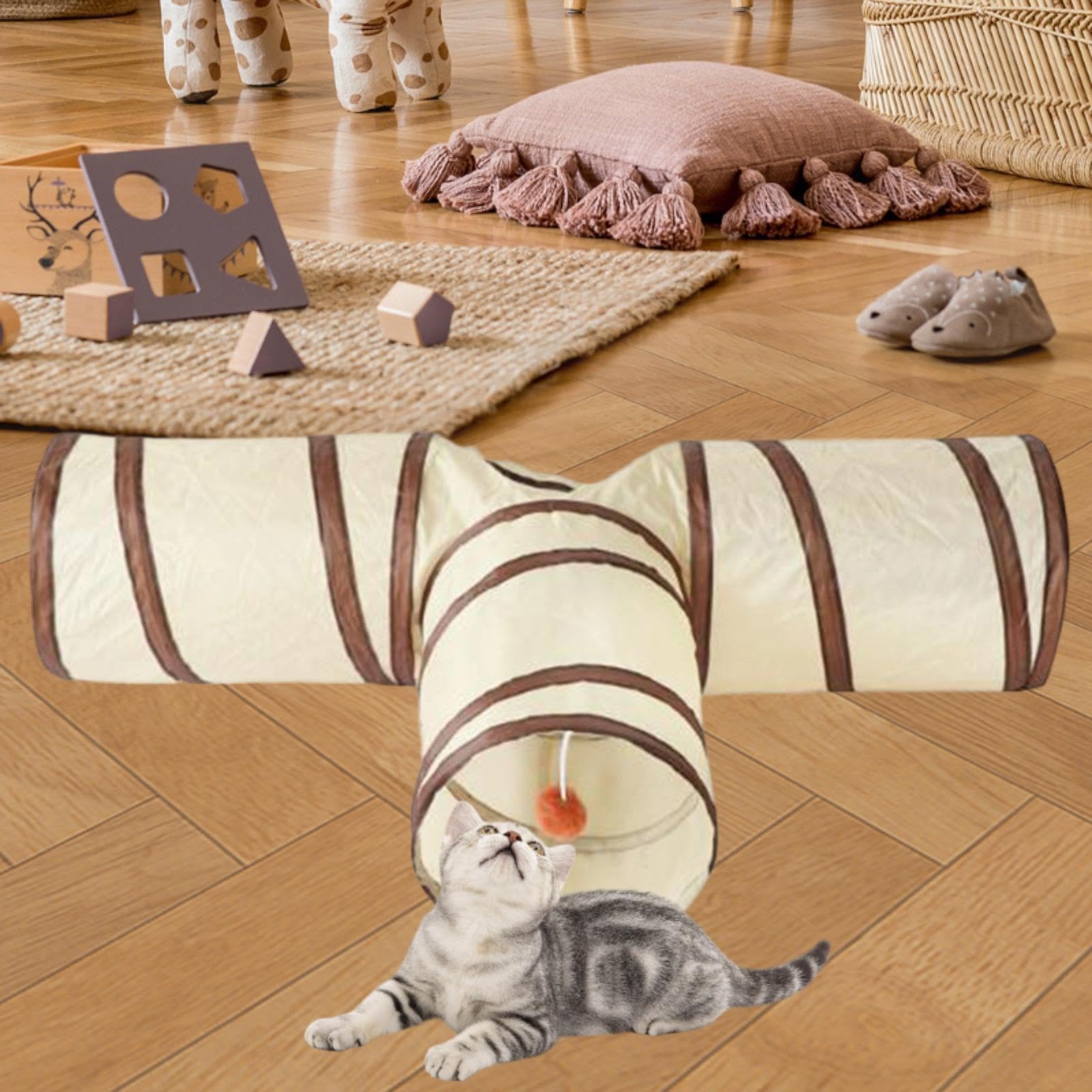 Zoomella Cat Tunnel Foldable Multifunctional Cat For Indoor Cats Kitten Training T|Toys| Toys