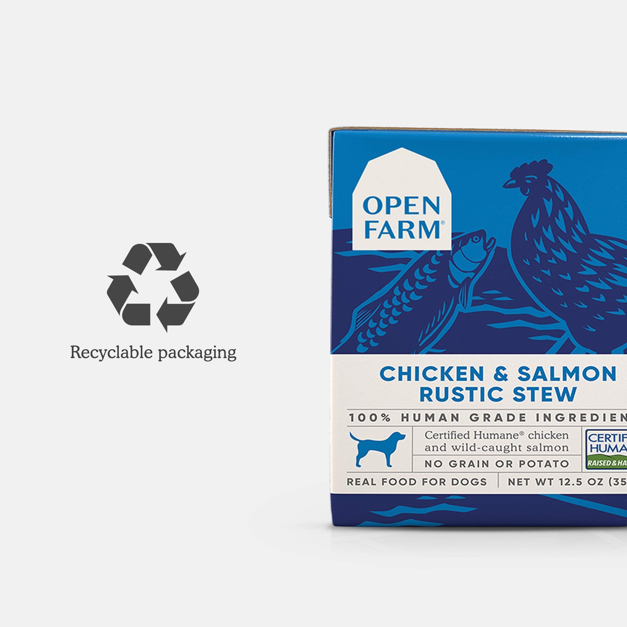 Open Farm Chicken & Salmon Rustic Stew Wet Dog Food, Grain-Free Meal or Food Topper with Responsibly Sourced Meat and Superfoods