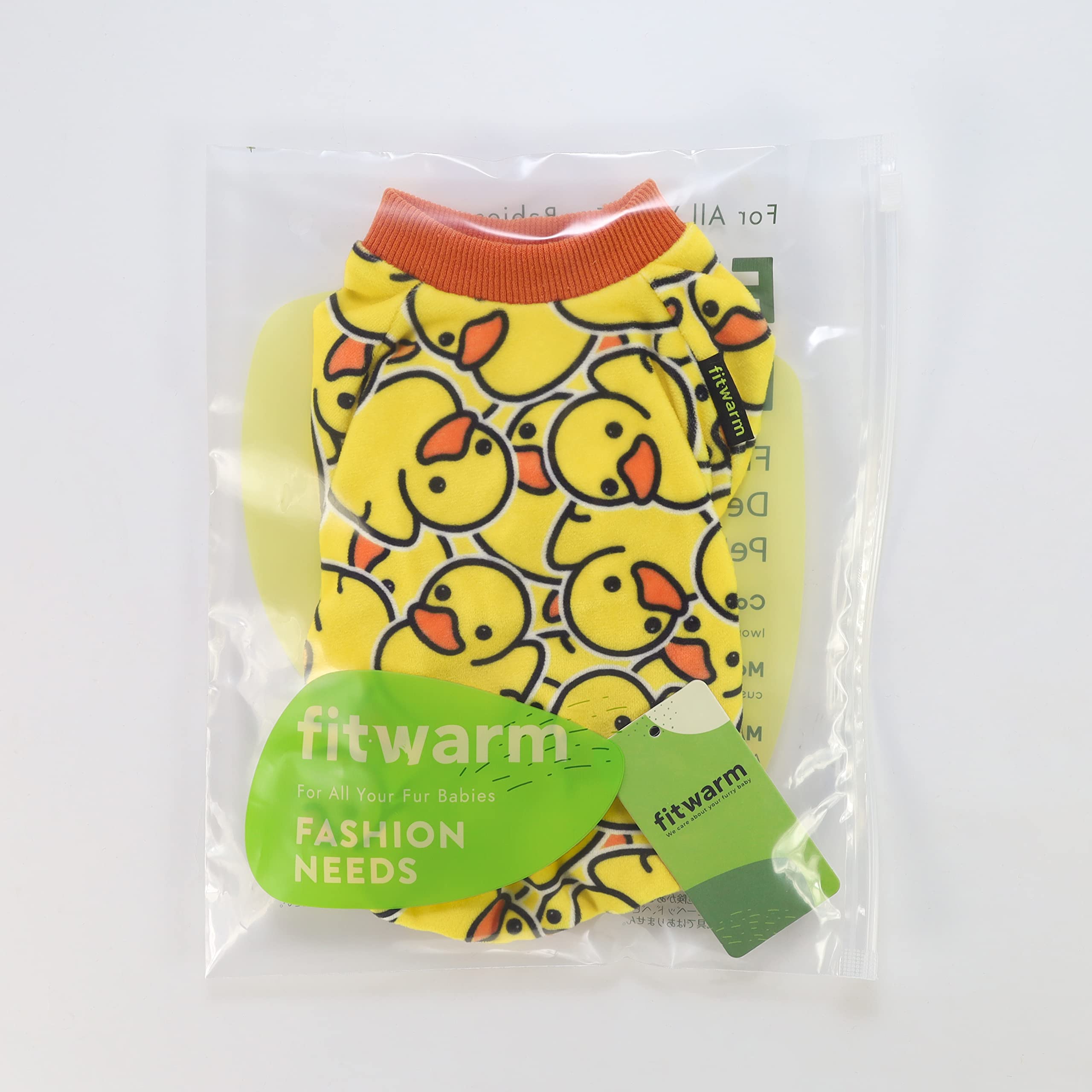 Fitwarm Funny Duck Dog Pajamas, Dog Winter Clothes For Small Dogs Girl Boy, Lightweight Velvet Pet Jumpsuit, Cat Onesie, Yellow, Medium