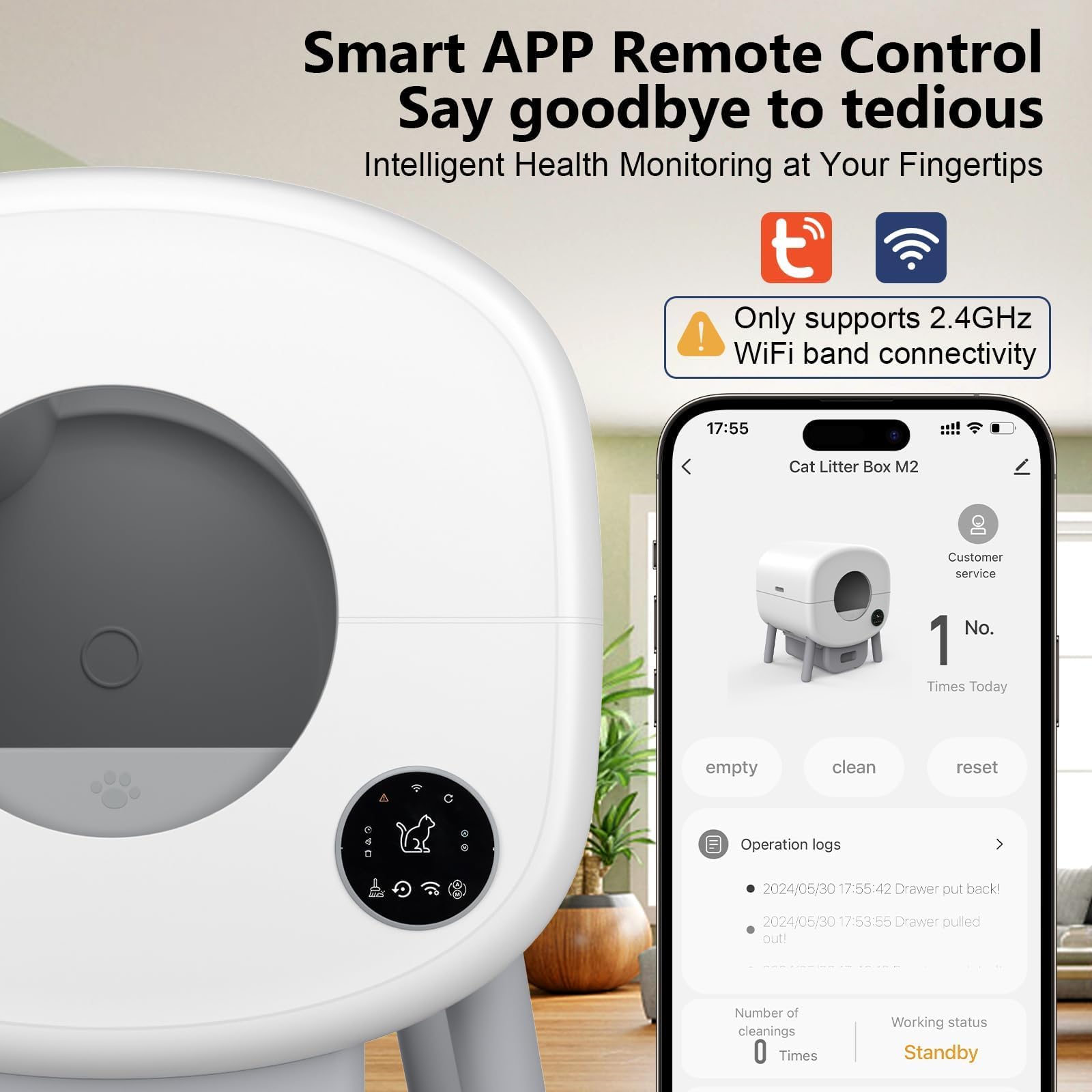 Cumrige Self Cleaning Litter Box, Large Capacity Automatic Cat Litter Box Self Cleaning For Cats, App Control,Safety Protection,