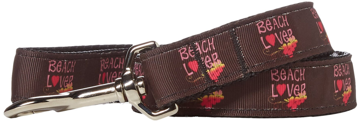Pet Dog & Cat Nylon Collar or Leash, &quot;Beach Lover&quot; 1&quot; w x 4 ft. leash
