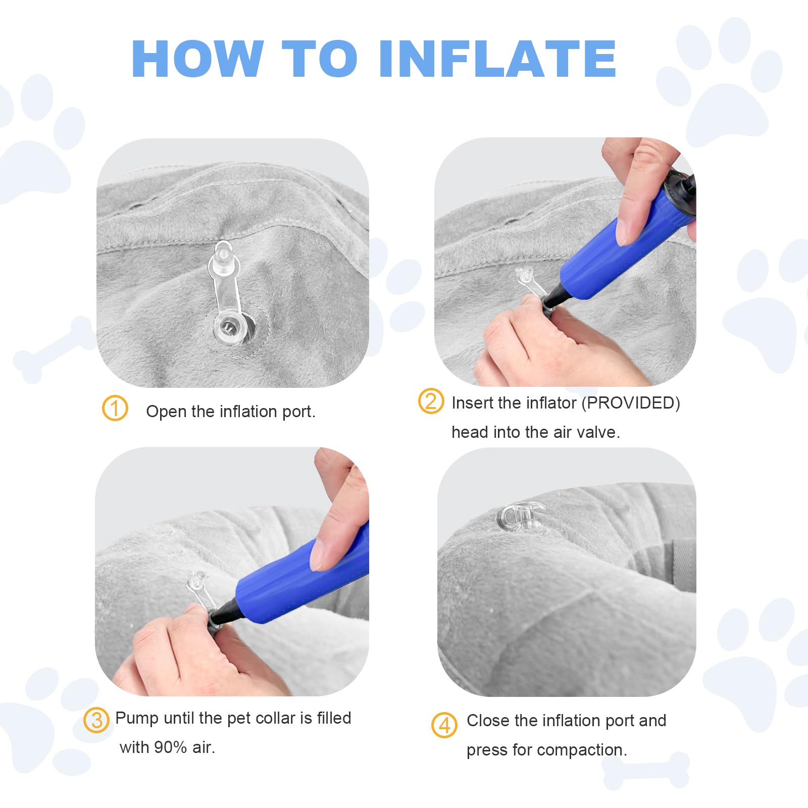Inflatable Dog Cone, Soft Dog Cone After Surgery, for M M+ L XL Dogs, with Detachable Anti Licking Shield and Inflator, 2 in 1 A