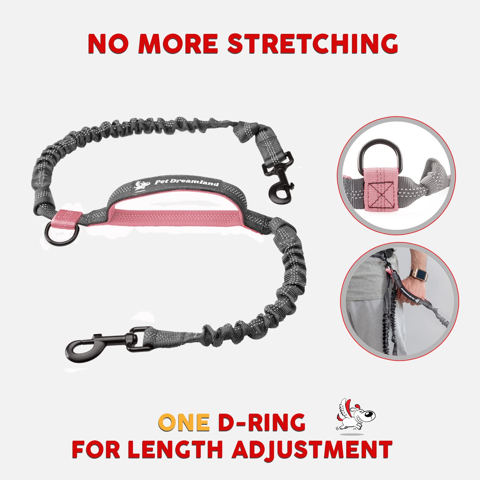 Adjustable Hands Free Dog Leash For Small Dogs | Waist Leash For Dog Walking | Dog Running Leash | Hiking Leash For Medium Dogs | Service Dog Leash Belt | Dog Walking Accessories | Bungee Dog Leash