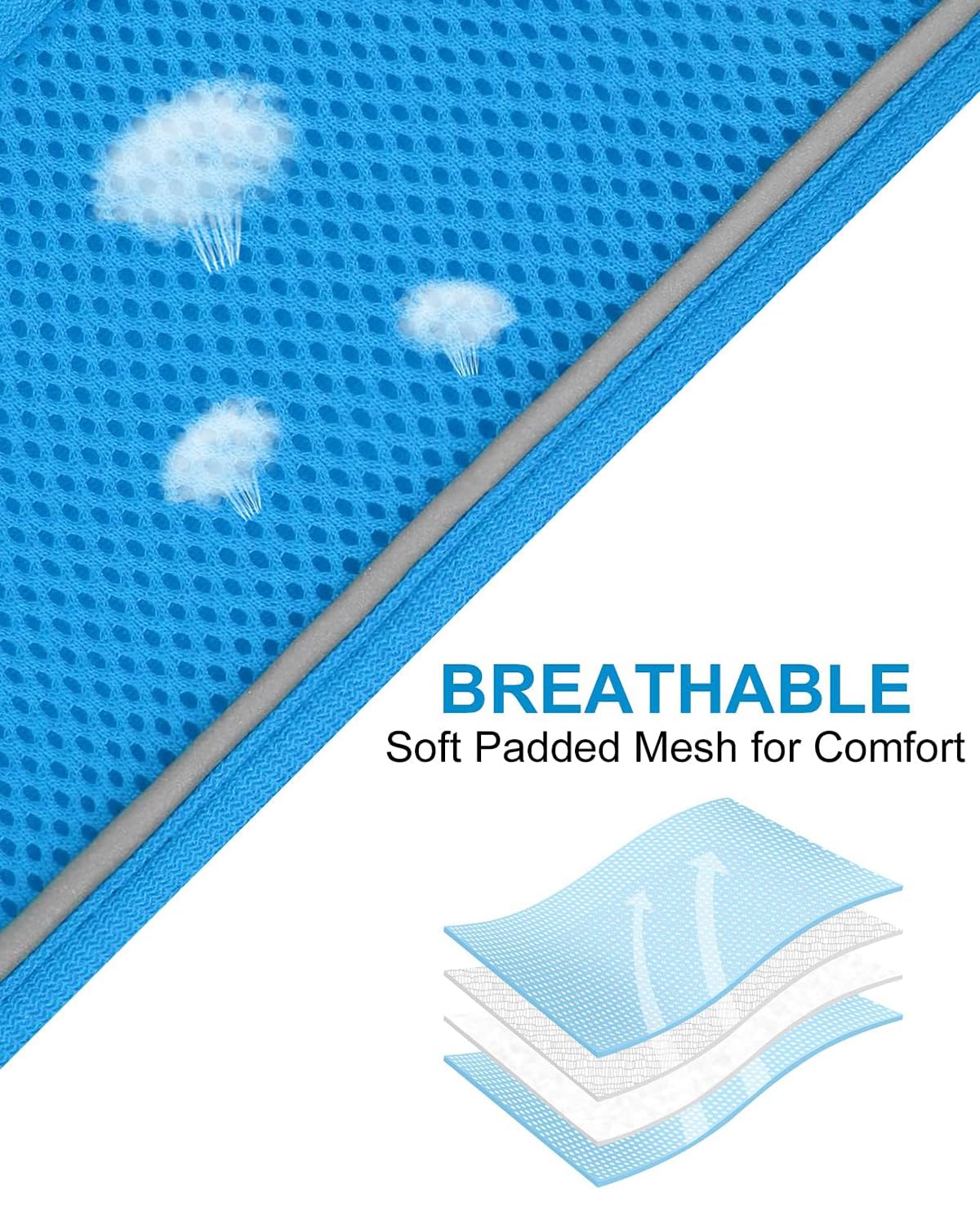 Joytale Step-in Dog Harness, Breathable Mesh Vest, Reflective Padded, Size M, Sky Blue, Model J-XBD005