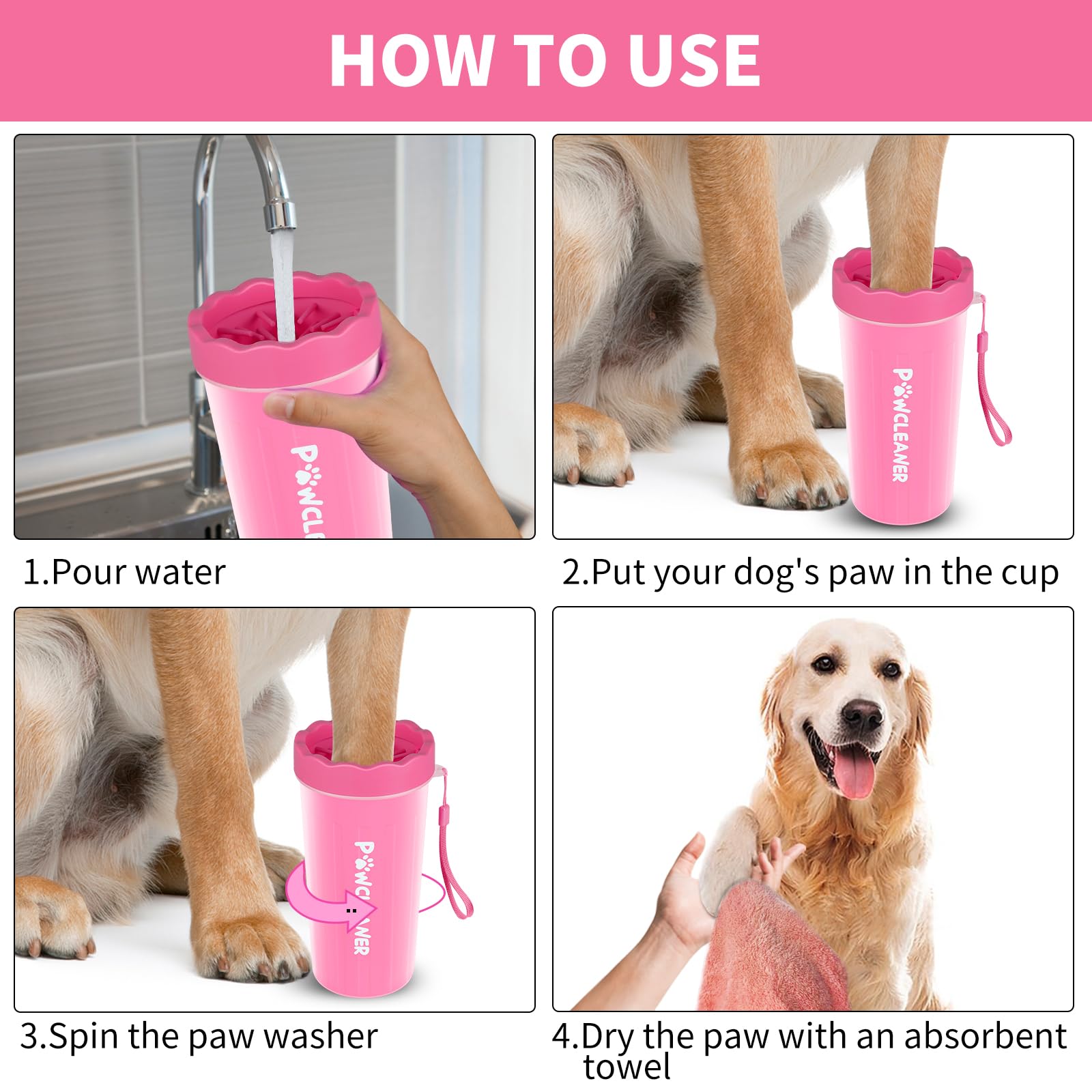 Dog Paw Cleaner Big Pink