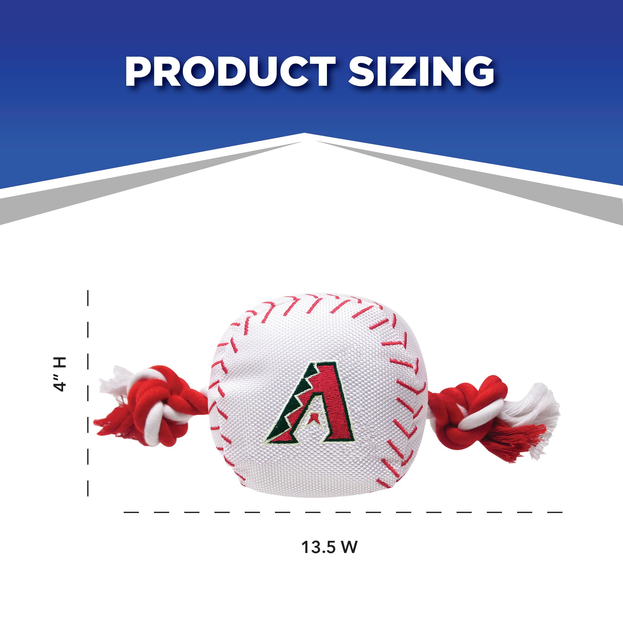 Mlb Arizona Diamondbacks Baseball Rope Toy For Dogs & Cats. Tough Nylon, Sporty Baseball Design, Heavy-Duty Ropes With Inner Squ