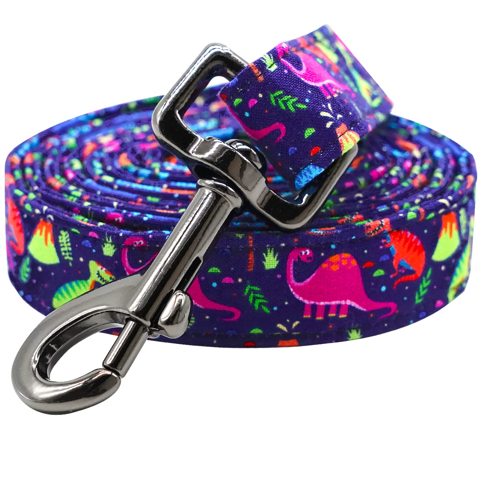 Lionheart Glory Strong Dog Leash Blue Dog Leashes With Comfortable Soft Handle Dinosaurs Dog Leashes For Small Medium And Large 