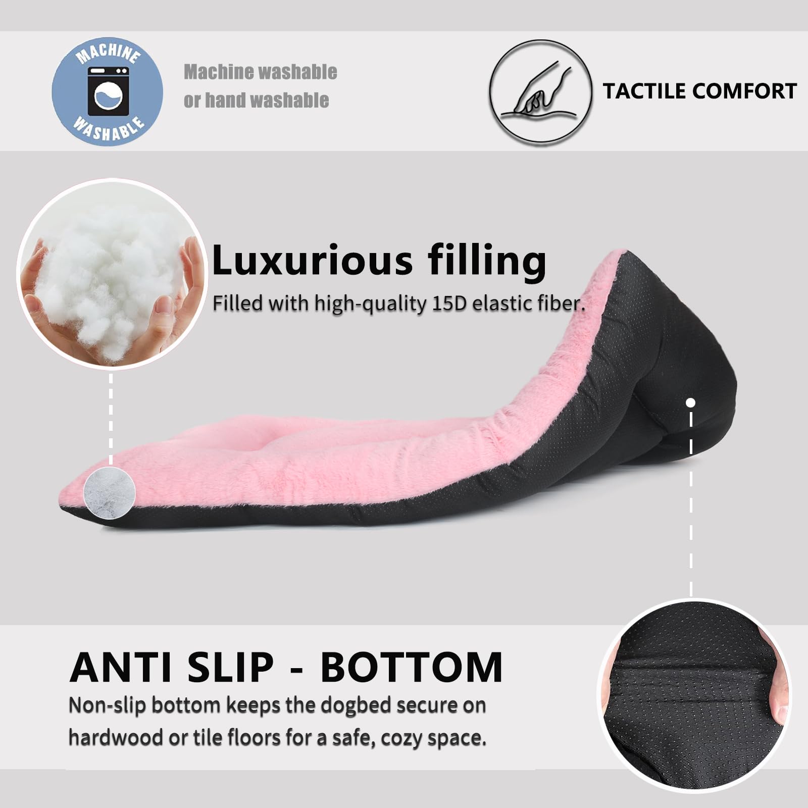 Zihapgpzp 36 Inch Dog Crate Pad Pink Washable,Ultra Soft Cute Dog Crate Bed 36 X 24 With Anti-Slip Bottom,Deluxe Faux Fur Pet Ke