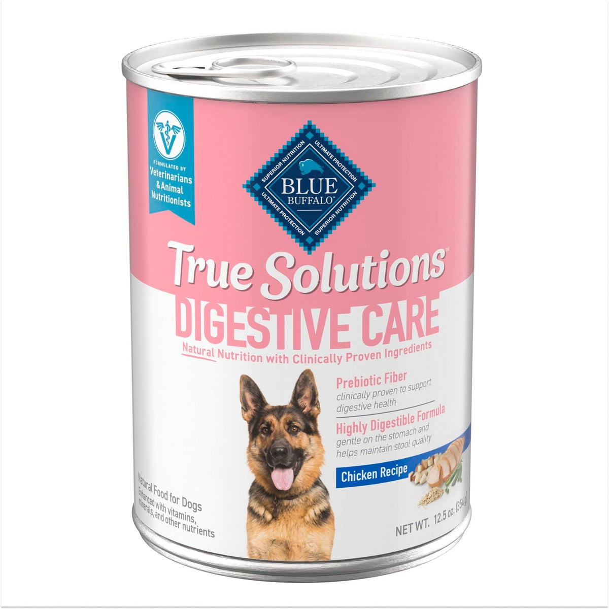 Blue Buffalo True Solutions Digestive Care Wet Dog Food for Adult Dogs, Made with Natural Ingredients, Chicken, 12.5-oz. Cans (1