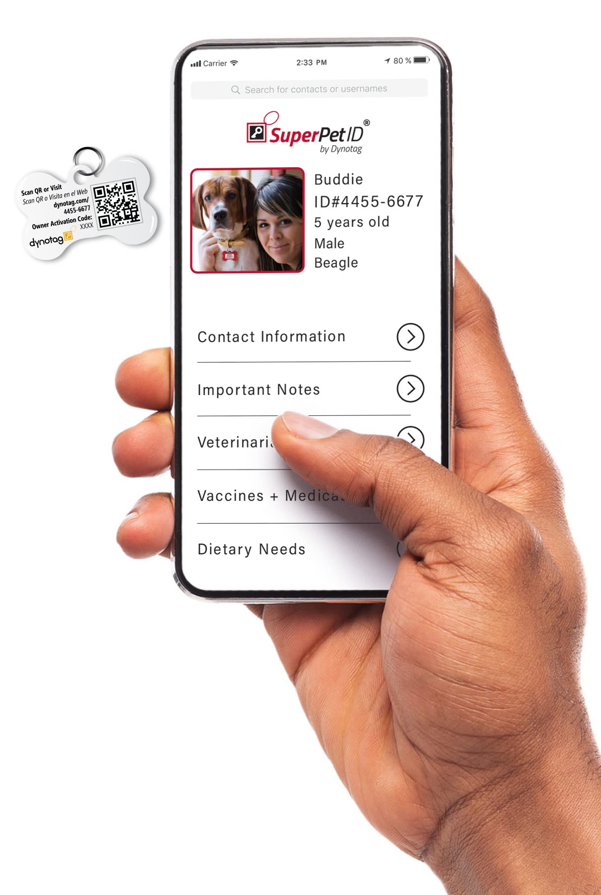 Dynotag® Web Enabled Super Pet Id Smart Tag With Dynoiq™ & Lifetime Recovery Service. Play Series: Bone (Home Is Where My Dog Is)