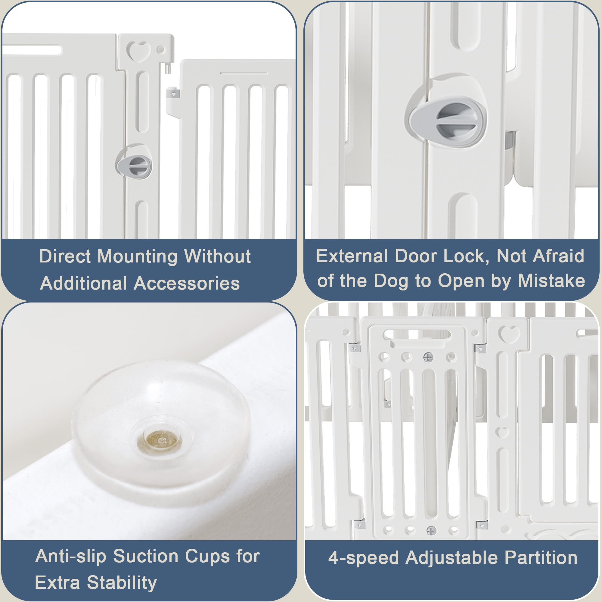 2 Room Dog Playpen With Door,Diy Shape Combination Puppy Pen,16-Panel+2 Link Piece+Large Door+Small Door,25.5'' H Dog Fence,Non-