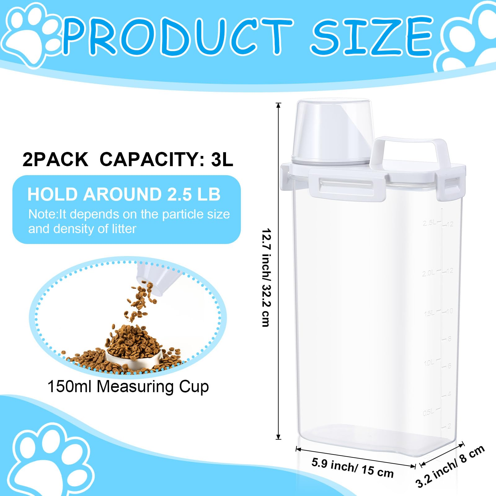 Teenyyou 2 Pcs Cat Litter Storage Container With Airtight Lid And Handle Cat Litter Storage Bin With Spout Sealable Heavy Duty C