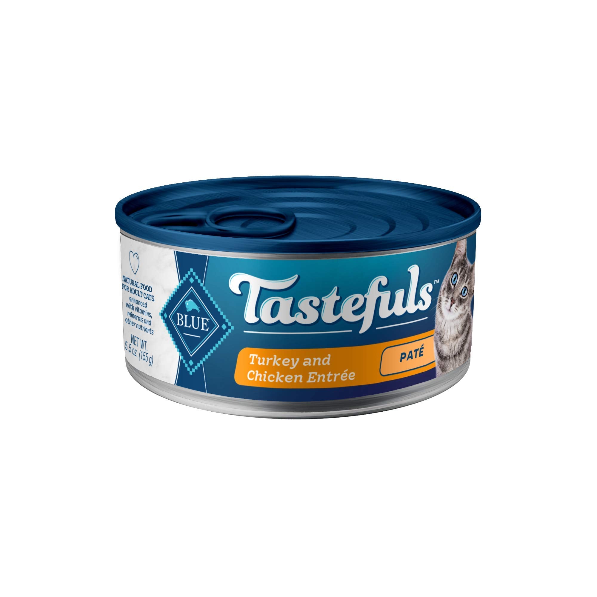 Blue Buffalo Tastefuls Wet Cat Food Pat  , Made with Natural Ingredients, Turkey and Chicken Entr  e, 5.5-oz Cans (24 Count)