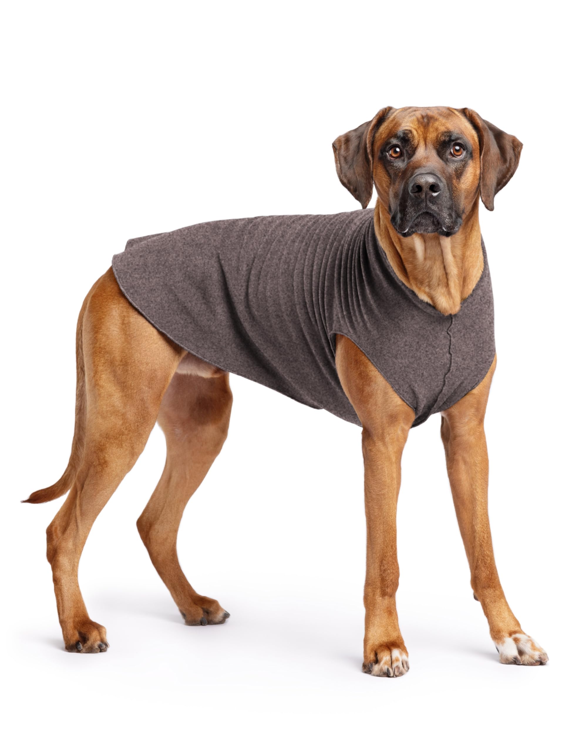 Gold Paw Stretch Fleece Dog Coat, Stretchy Pet Sweater, Machine Washable Pullover For Winter And Fall, Charcoal, 26