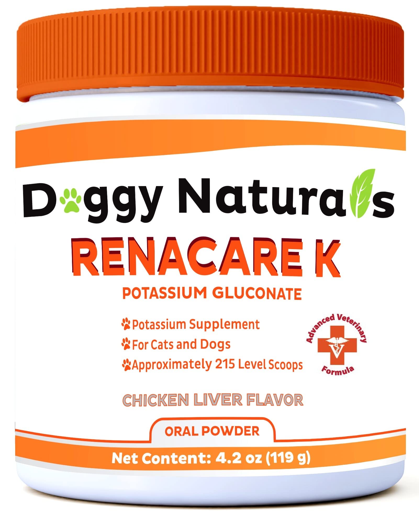 RenaCare K is for Renal K (Potassium Gluconate) Potassium Supplement Powder for Dogs and Cats, (4 oz) with Chicken Liver Flavor 