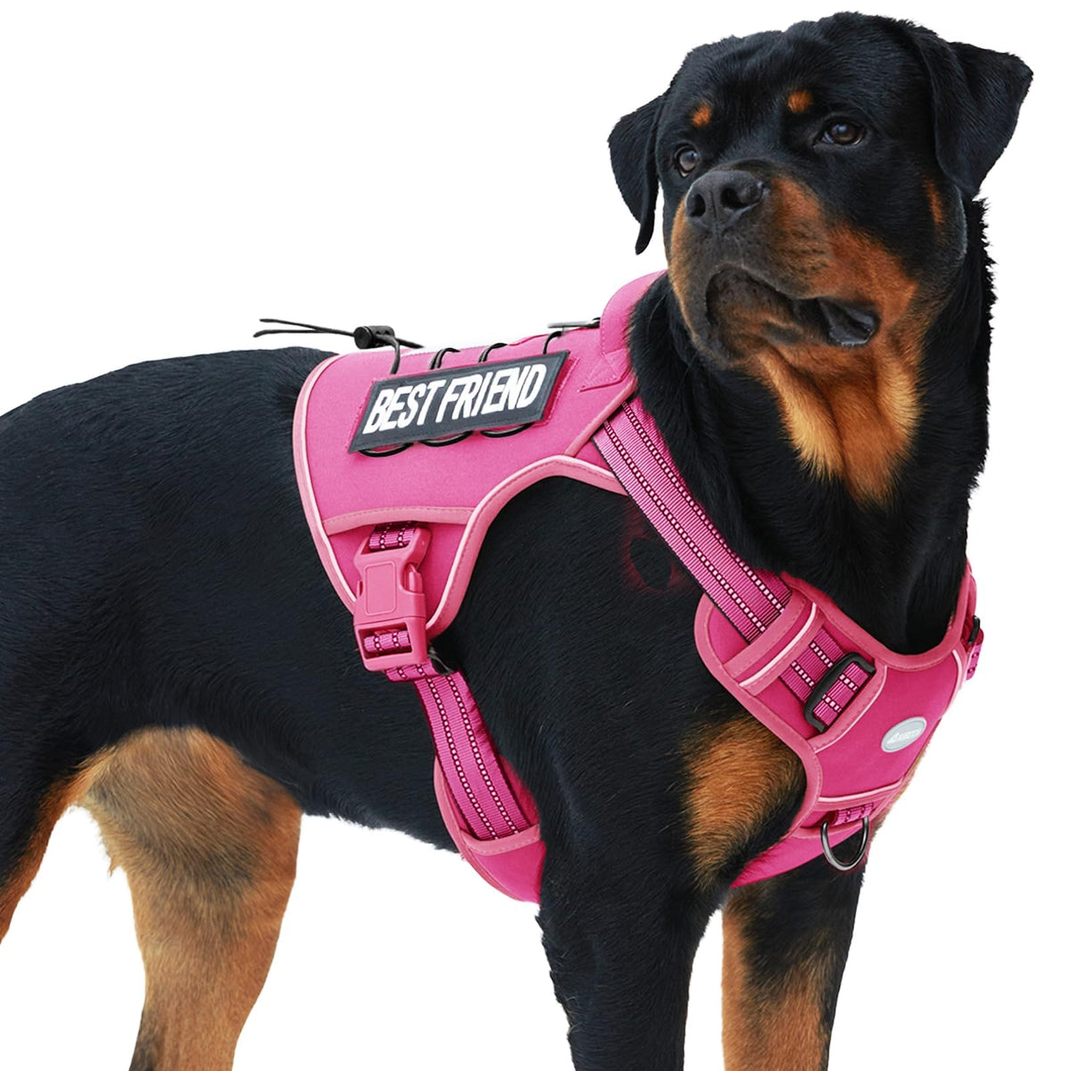 Auroth Tactical Dog Harness For Large Dogs No Pull Adjustable Pet Harness Reflective K9 Working Training Easy Control Pet Vest Military Service Dog Harnesses Rose Red Xl