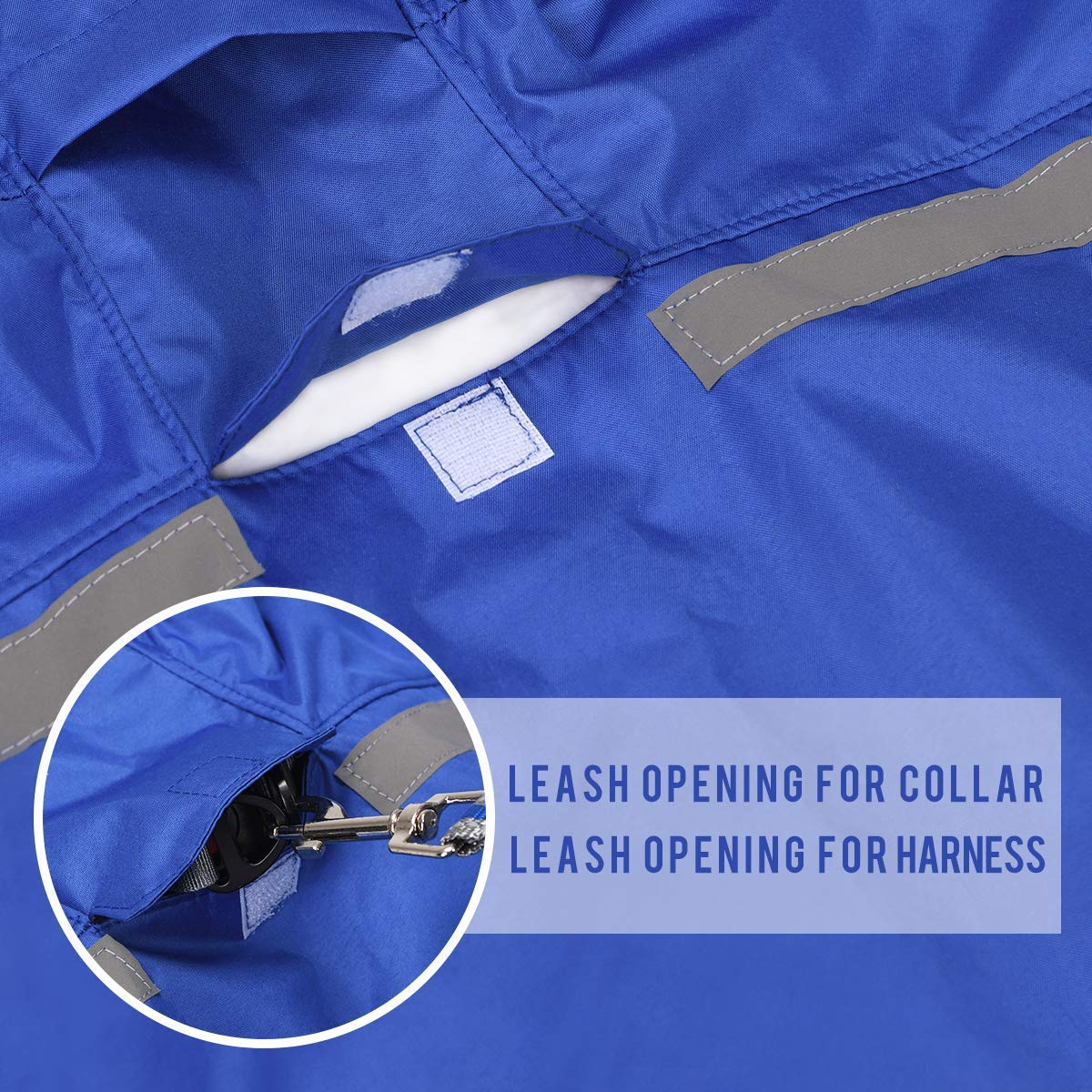 Dog Raincoat With Adjustable Belly Strap And Leash Hole - Hoodie With Reflective Strip - Waterproof Slicker Lightweight Breathable Rain Poncho Jacket For Medium Large Dogs - Easy To Wear, Blue 5Xl