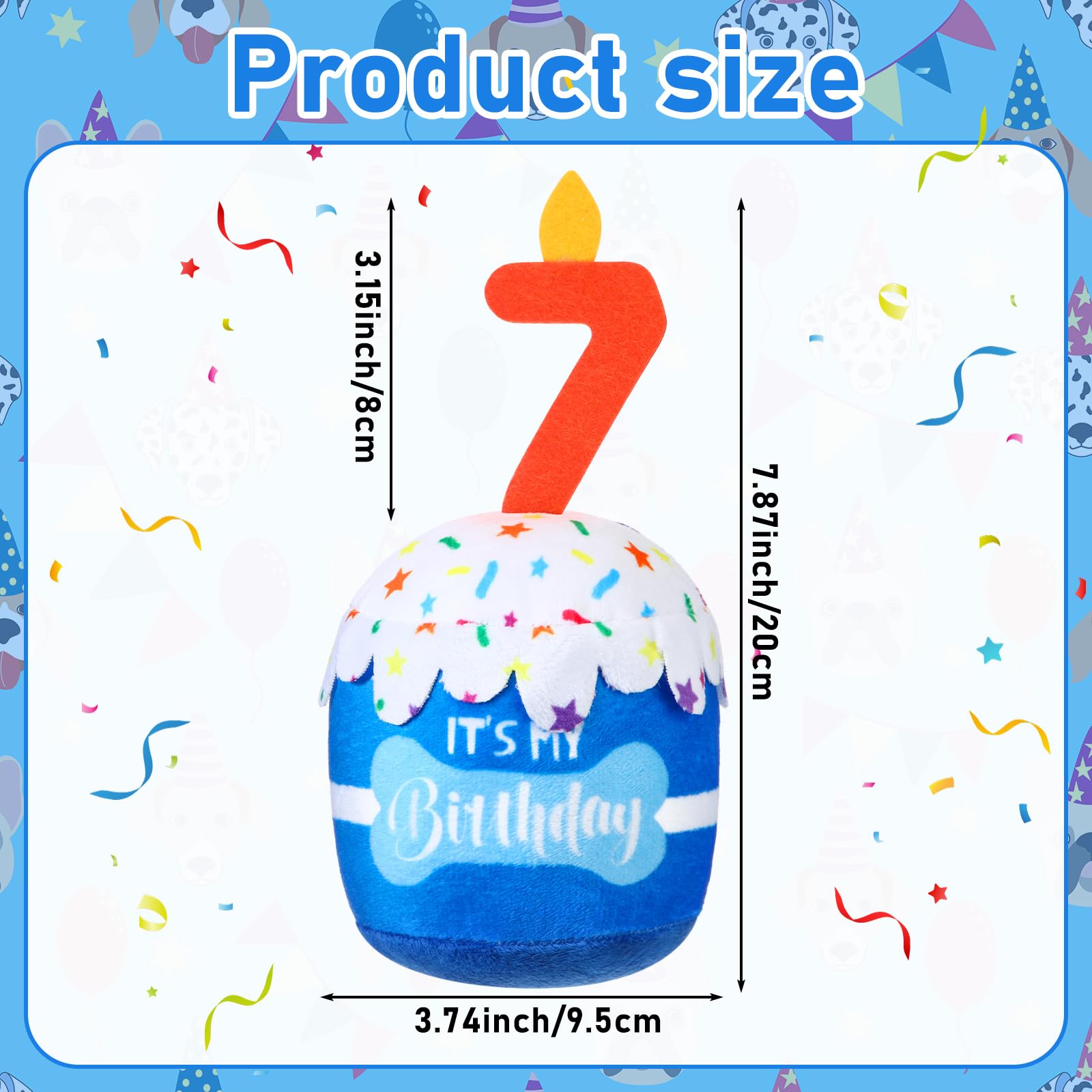 Dansydaisy Dog 7Th Birthday Cake Toy Accessories For Girl Boy Gifts, Blue Squeaky Plush Toy For Dog Birthday Party Decor Favor F