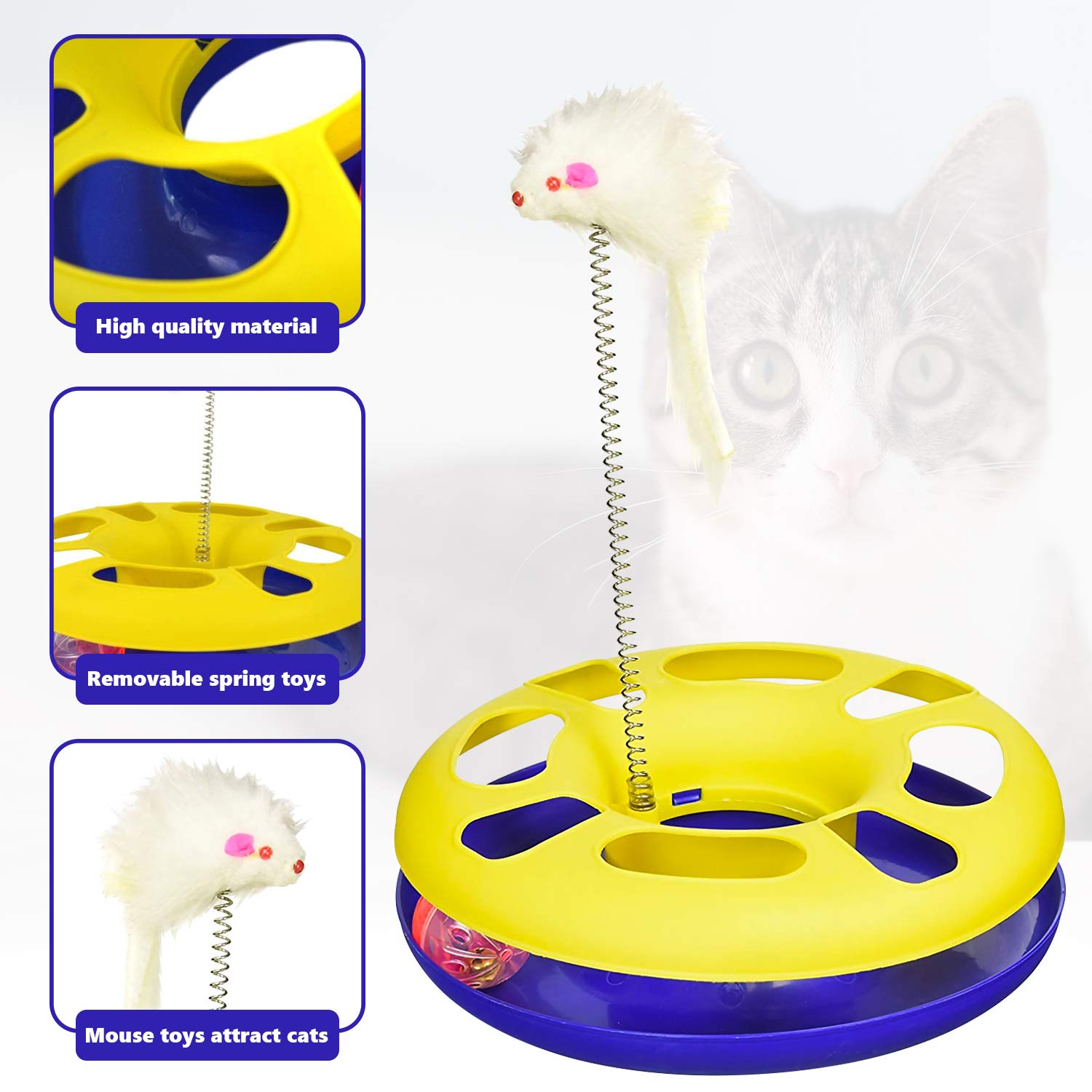 Kole Bulk Buys Od386-1 Ball Track Cat Toy With Mouse Swatter