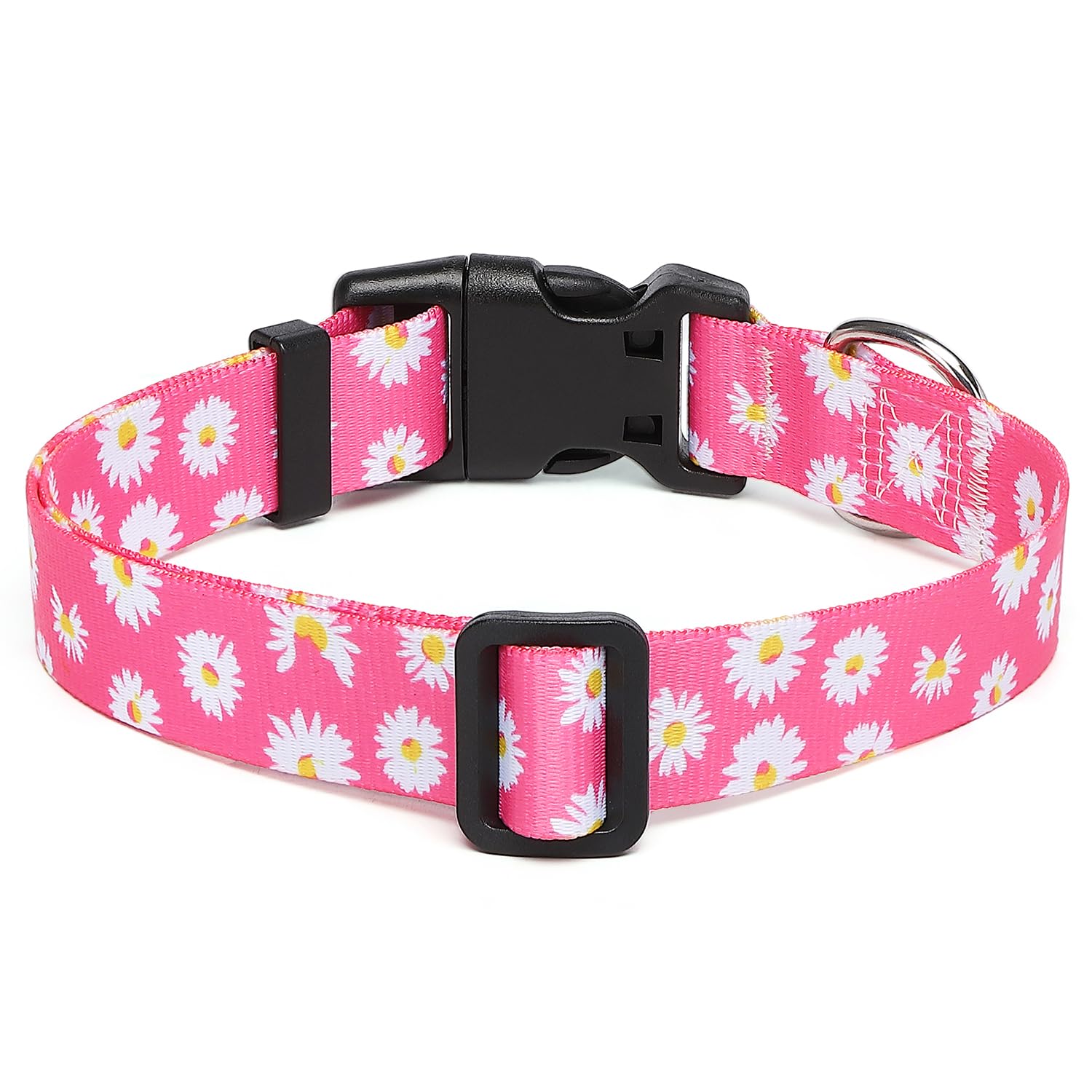 Suredoo Adjustable Dog Collar With Patterns, Ultra Comfy Soft Nylon Breathable Pet Collar For Small Medium Large Dogs (S, Pink D