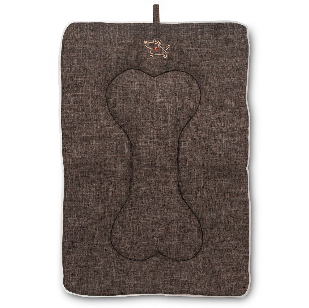 Best Pet Supplies Machine Washable Dog Crate Mat - Double-Sided Kennel Pad - Brown Linen, S (24 X 17)