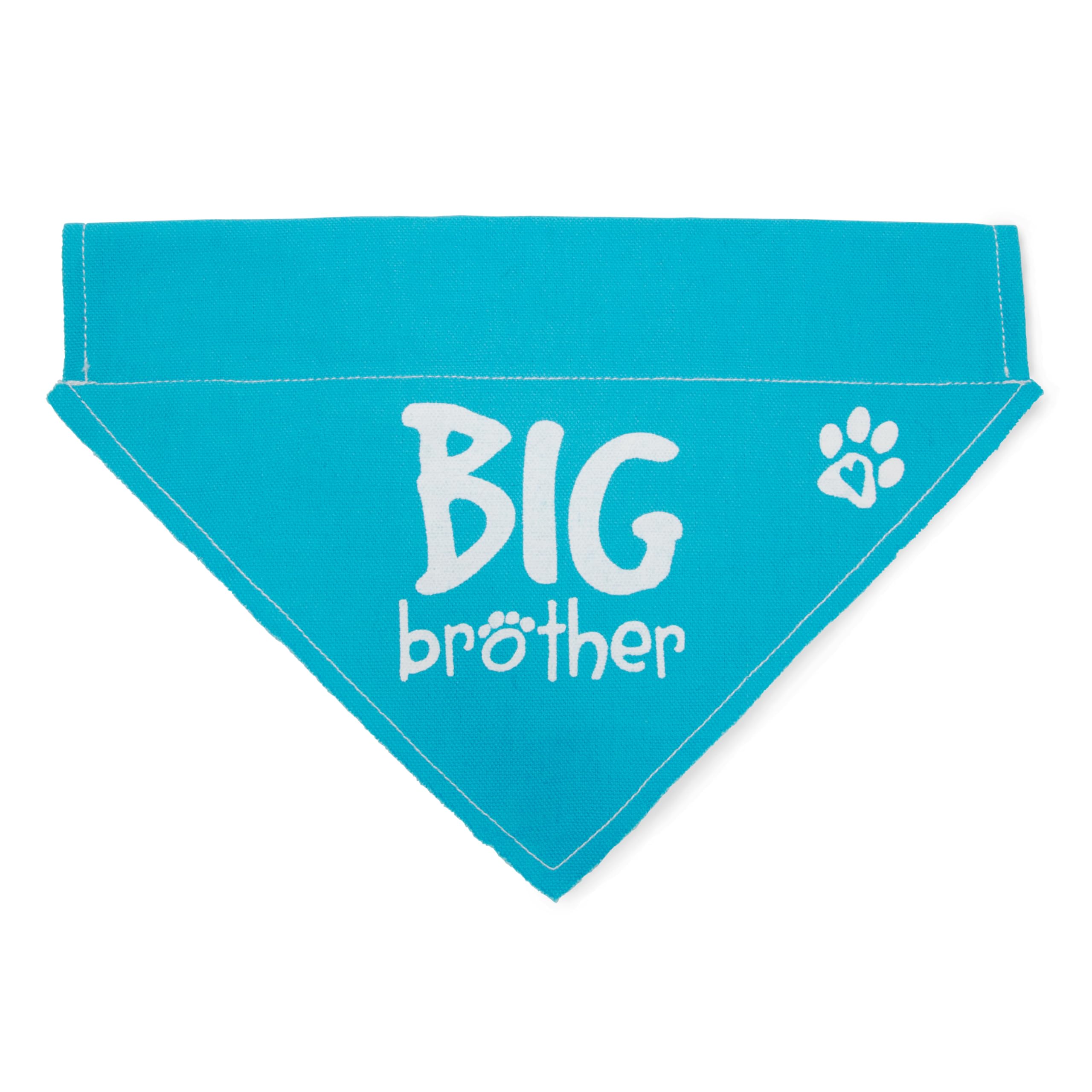 Pavilion Gift Company Big Brother Blue Paw Print Large Dog Slip On The Collar Bandanna,