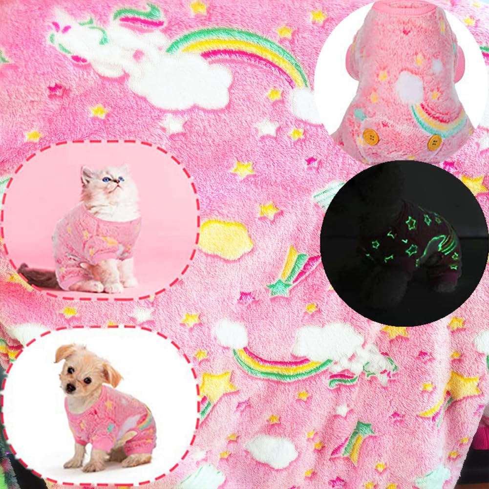 Maigllra Plush Dog Pajamas Glow In The Dark Dog Jumpsuit 4 Legged Onesie For Small Medium Large Dog, Unicorn L